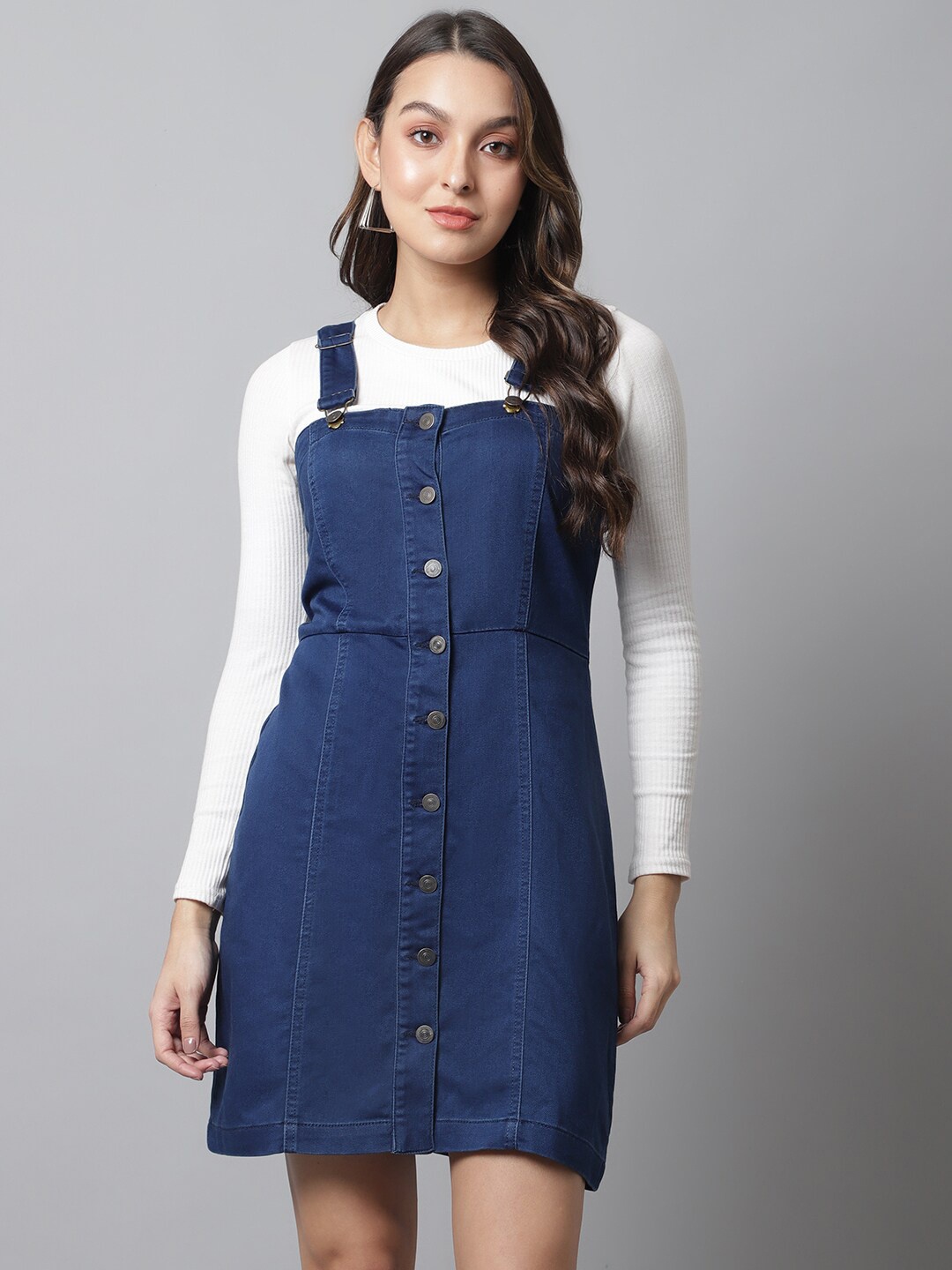 

River Of Design Jeans Denim Pinafore Dress, Blue