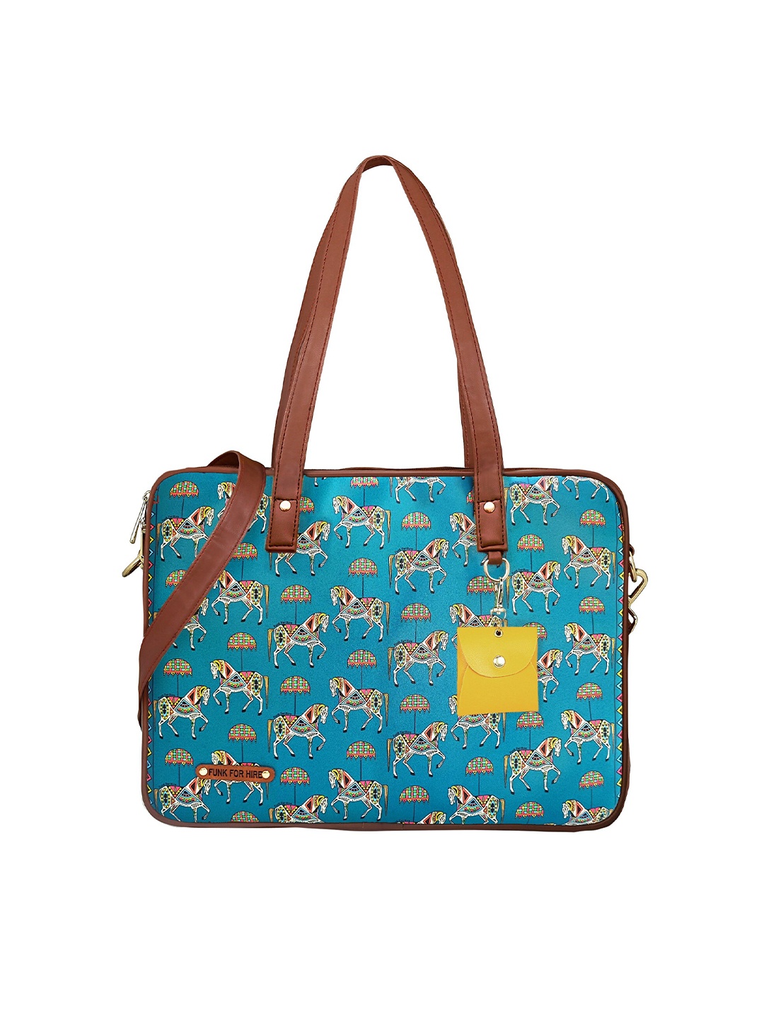 

Funk For Hire Women Printed Laptop Bag, Turquoise blue