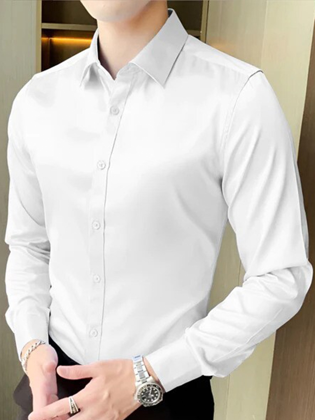 

TRIPR ORIGINALS Cotton Spread Collar Opaque Casual Shirt, White