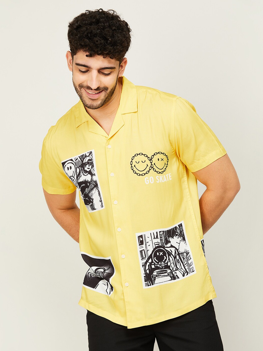

SmileyWorld Graphic Printed Casual Shirt, Yellow