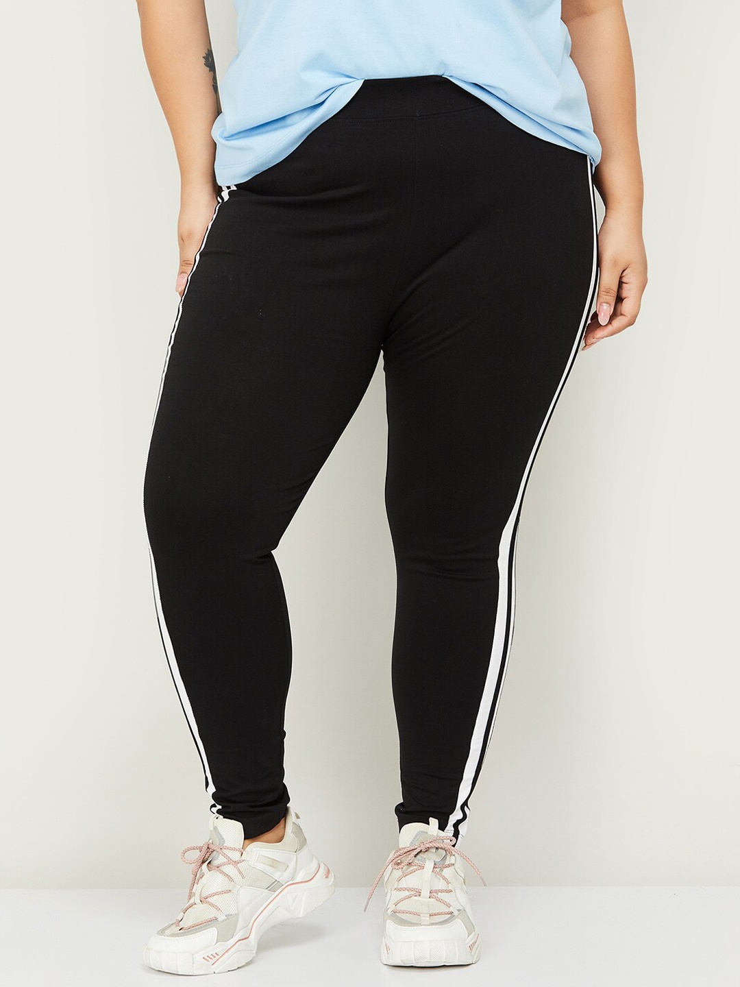 

Nexus by Lifestyle Women Plus Size Striped Cotton Track Pants, Black