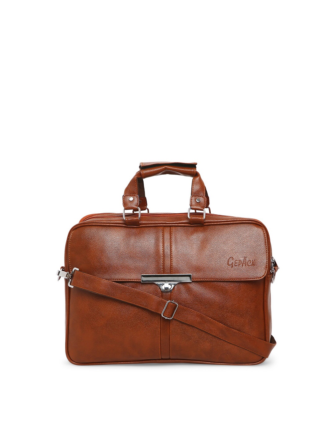 

GEPACK Textured Leather Laptop Bag, Tan