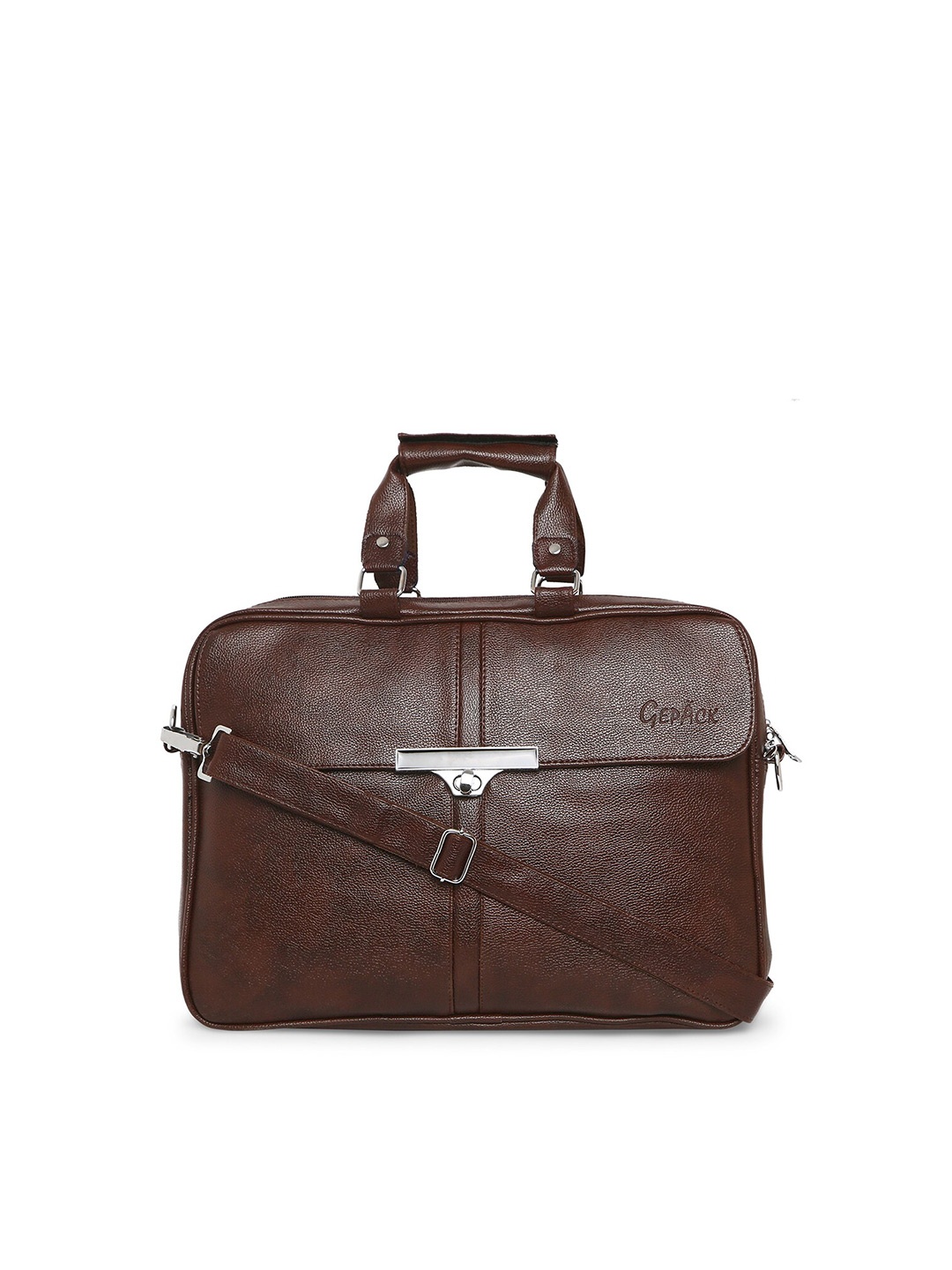 

GEPACK Textured Padded Leather Laptop Bag, Brown