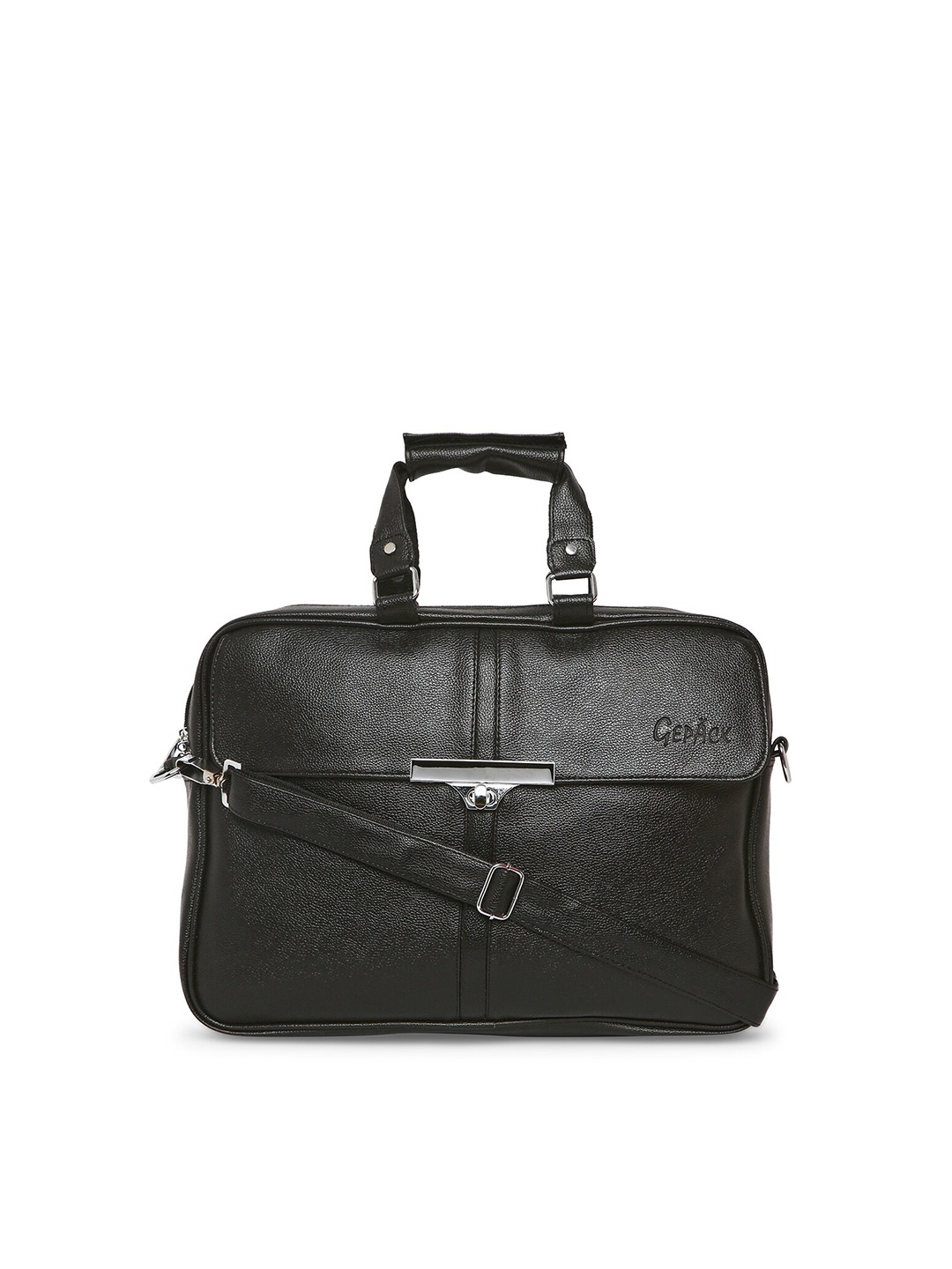 

GEPACK Textured Leather Laptop Bag, Black