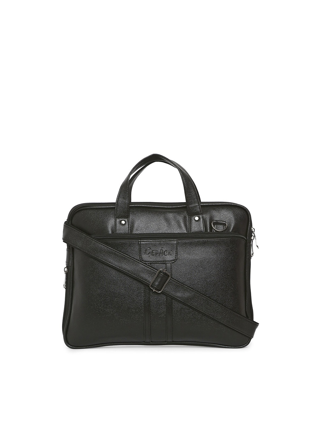 

GEPACK Textured Leather Laptop Bag, Black