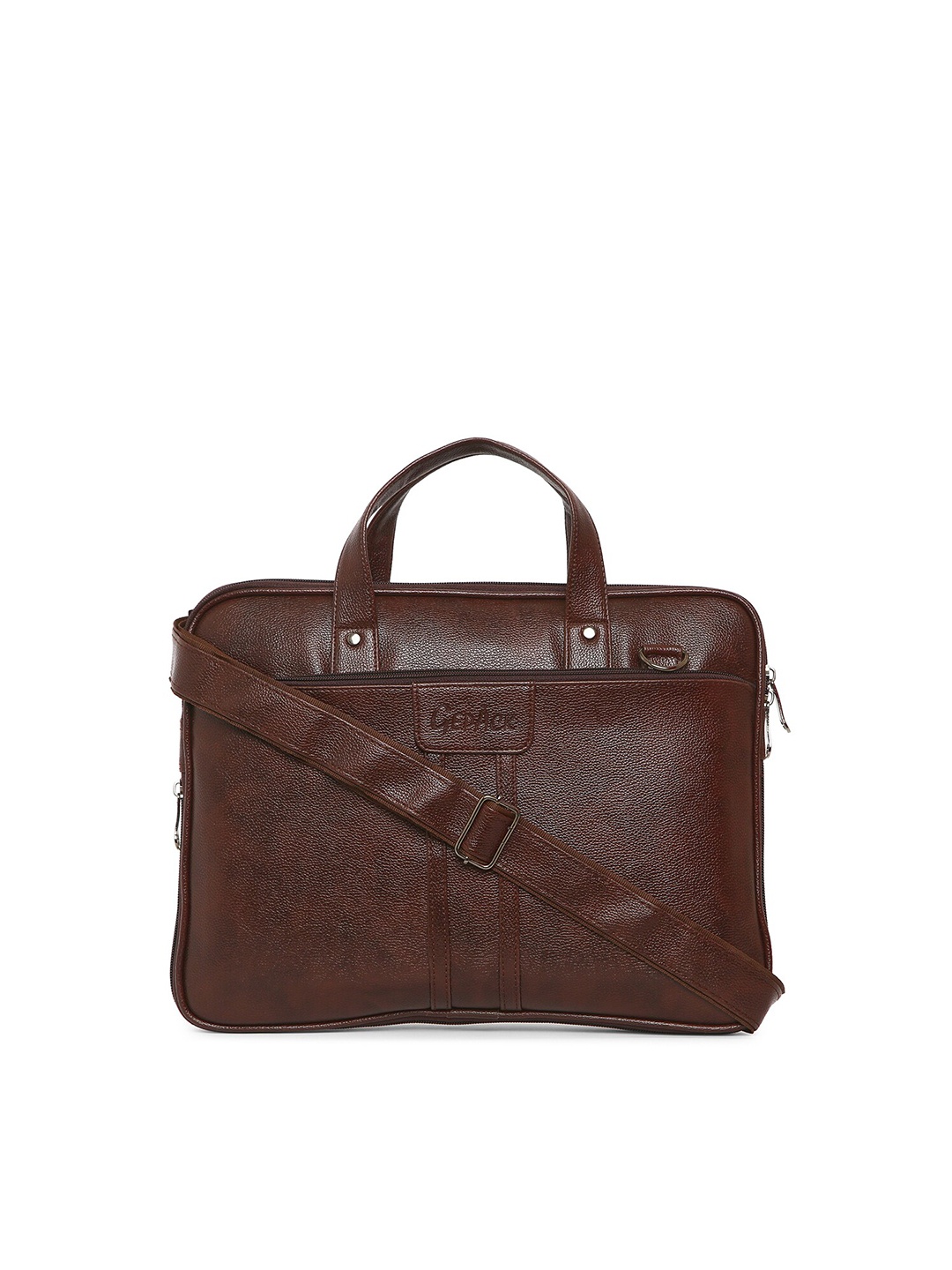 

GEPACK Textured Leather Laptop Bag, Brown