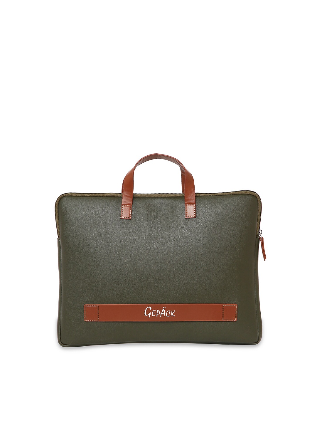 

GEPACK Printed Leather Laptop Sleeve, Green