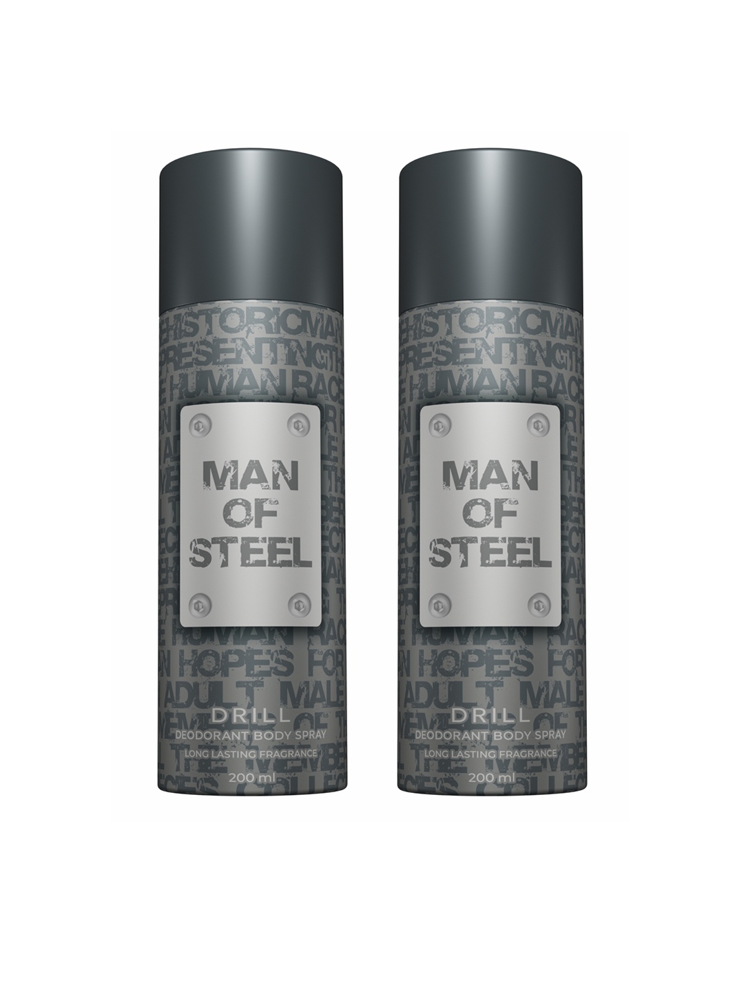 

Denver Man of Steel Set of 2 Drill Deodorant Body Spray - 127g Each, Grey