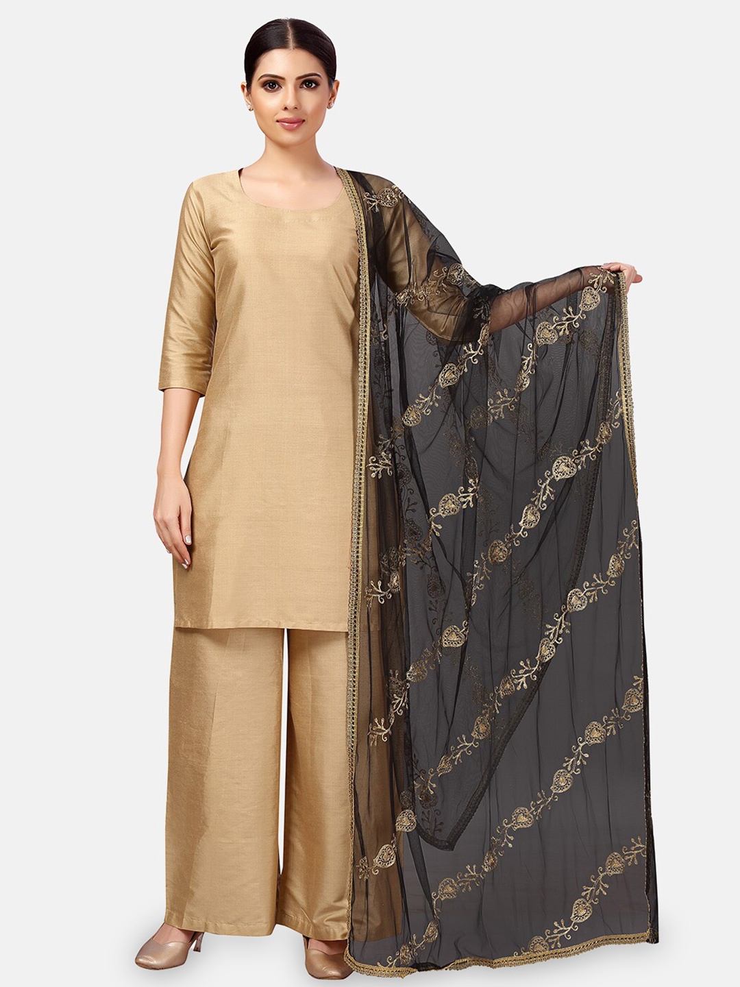 

Studio Shringaar Embroidered Dupatta, Black