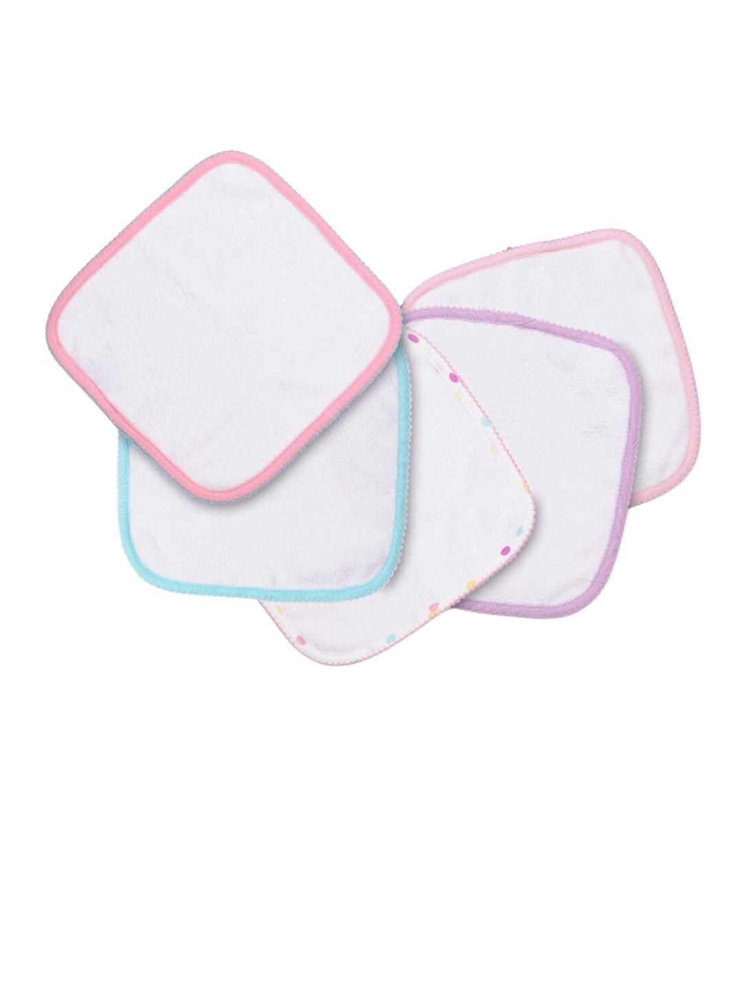 

MiArcus Kids White & Pink 5 Pieces Cotton Square Face Towels
