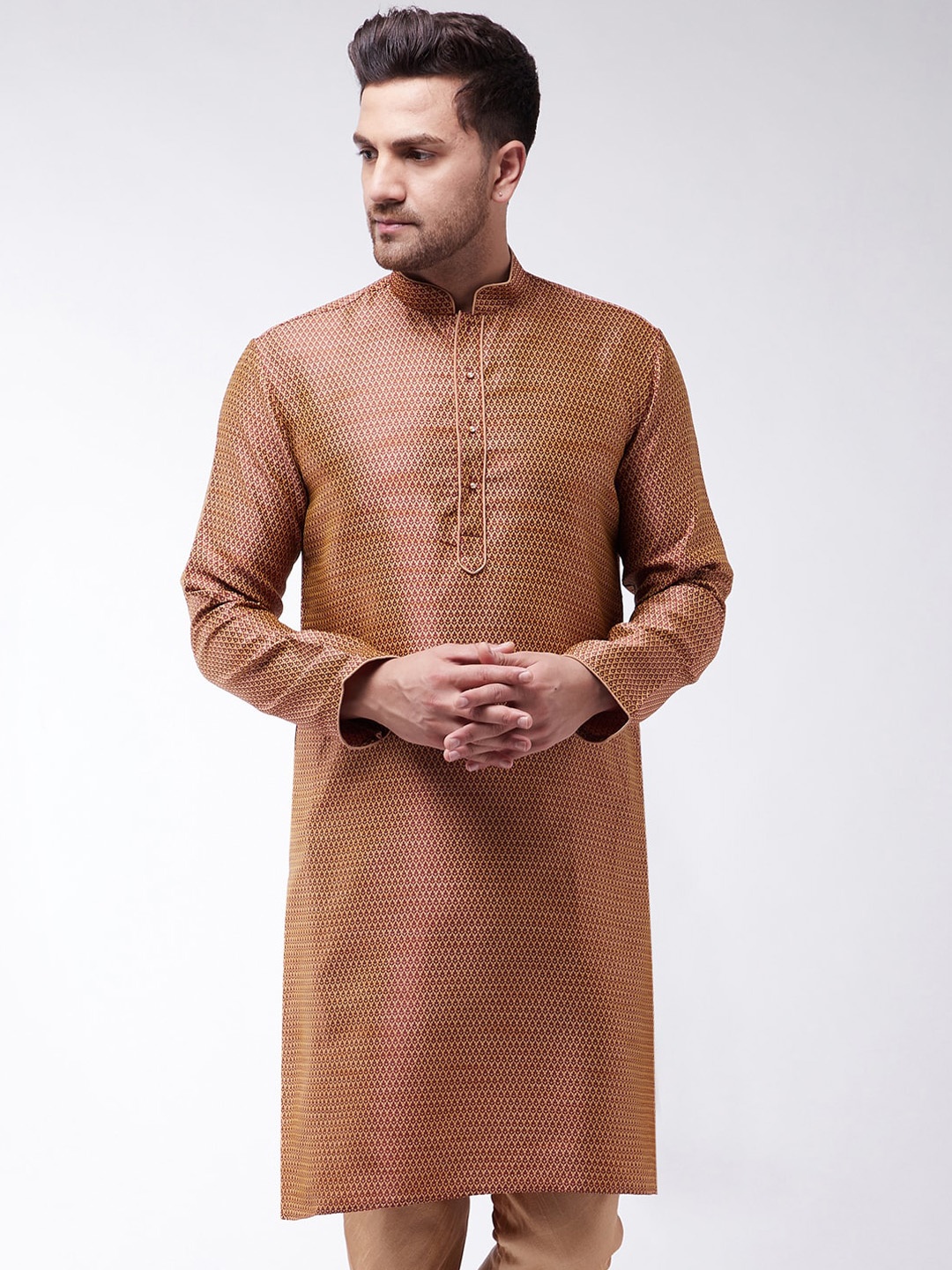

VASTRAMAY Men Ethnic Motifs Jacquard Kurta, Maroon