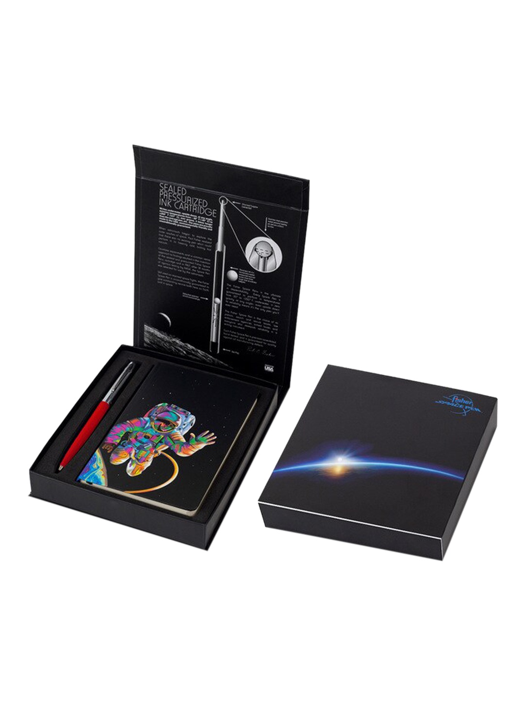 

Fisher Space Cap-O-Matic Ballpoint Pen With Chrome Trim and A6 Ruled Astronaut Notebook, Red