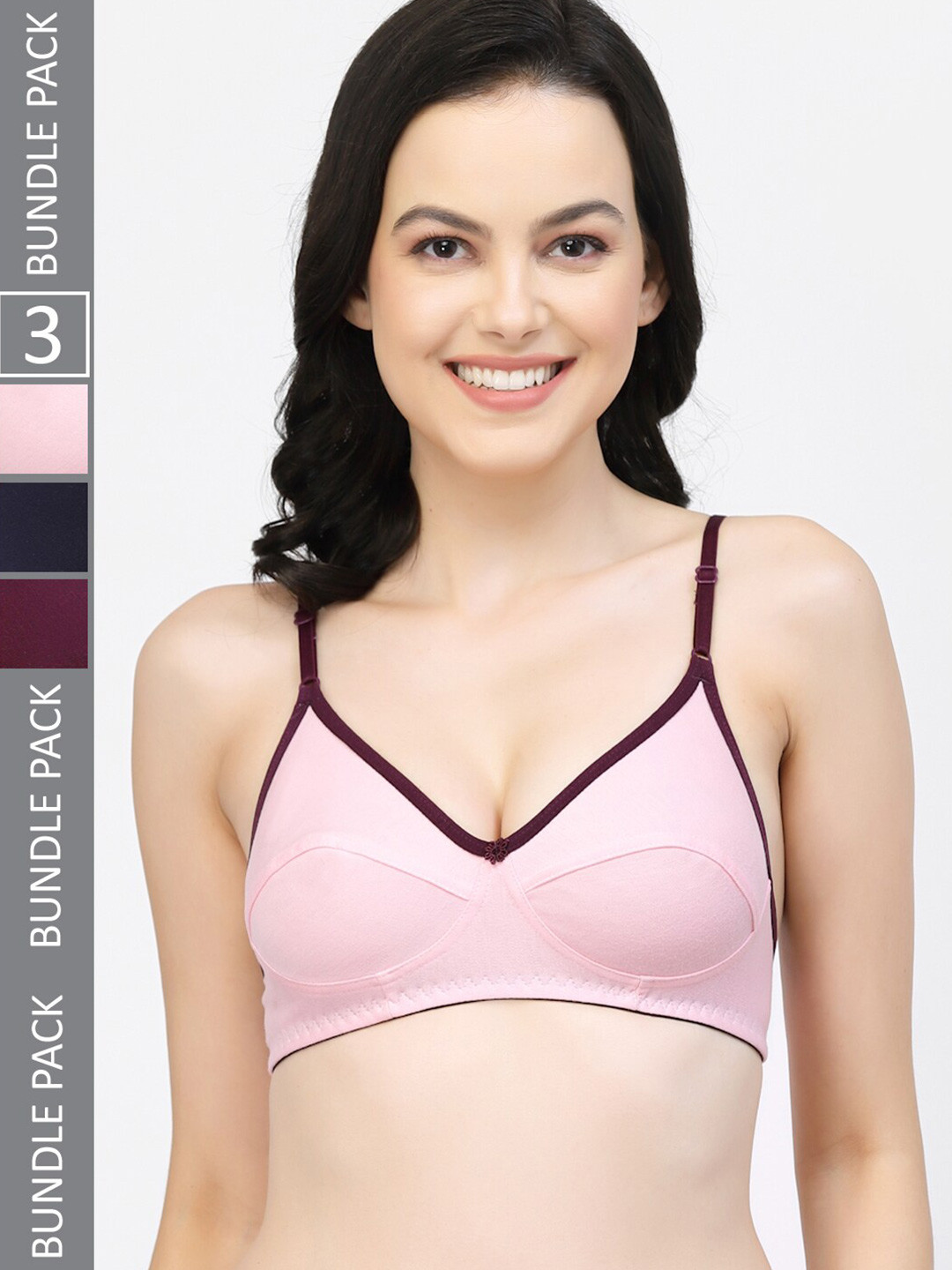 

Floret Pack of 3 Full Coverage Super Support Bras, Pink