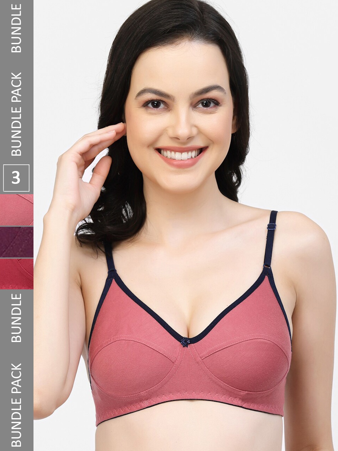 

Floret Pack of 3 Full Coverage Super Support Bras, Rose