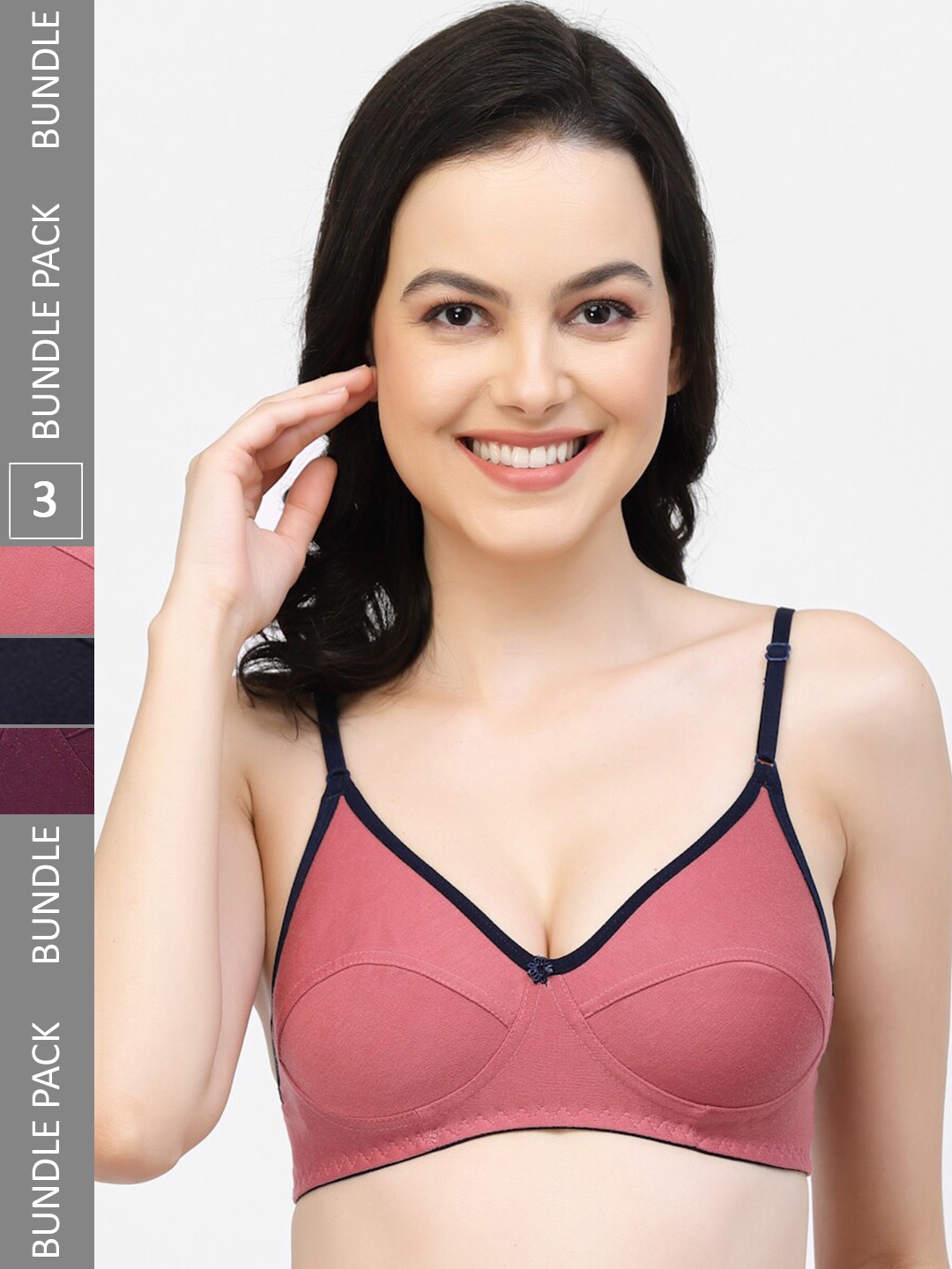 

Floret Pack Of 3 Full Coverage Bra, Pink