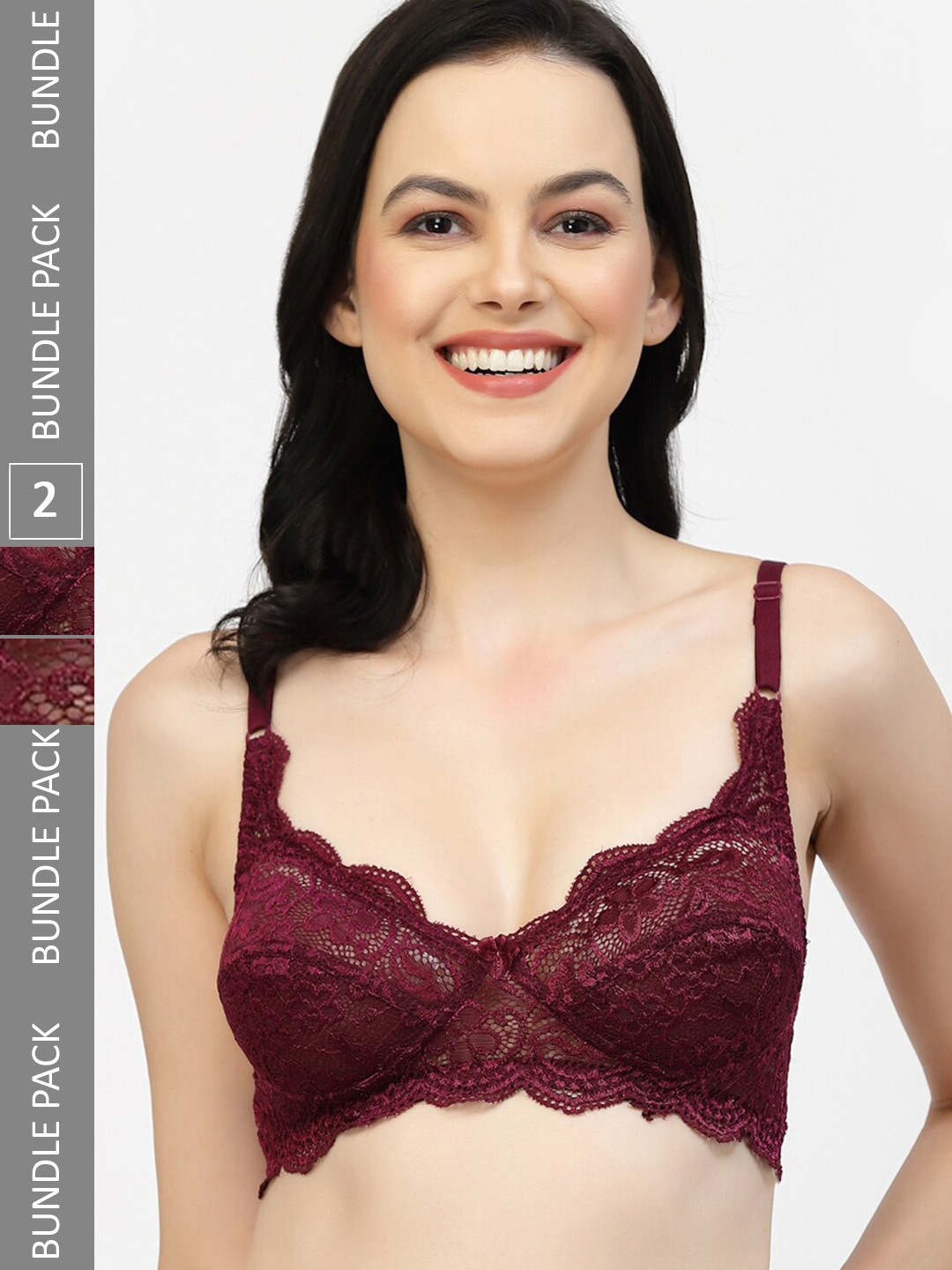 

Floret Pack Of 2 Floral Lace Medium Coverage Bra, Burgundy