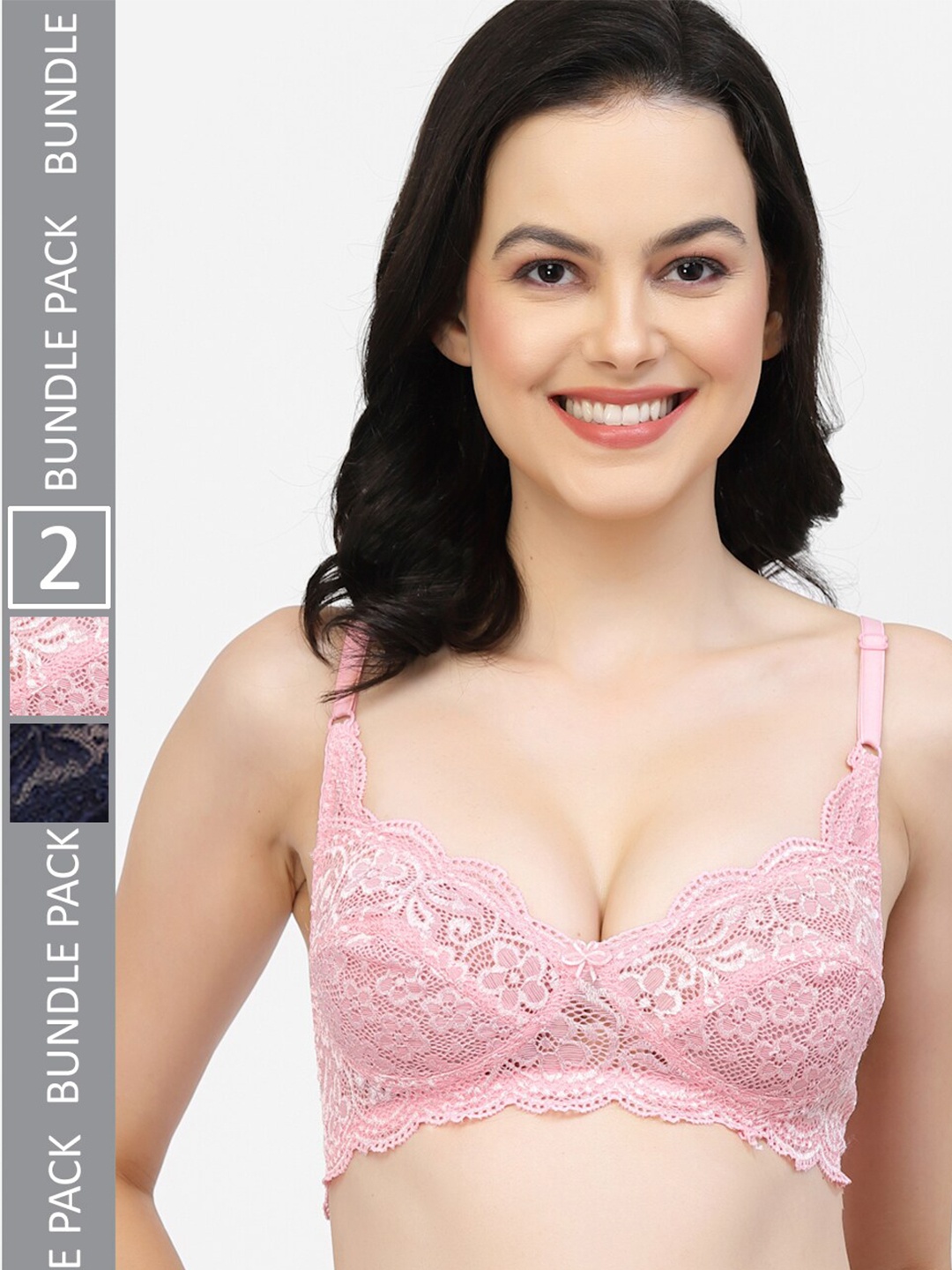 

Floret Pack Of 2 Floral Lace Medium Coverage Bra, Pink