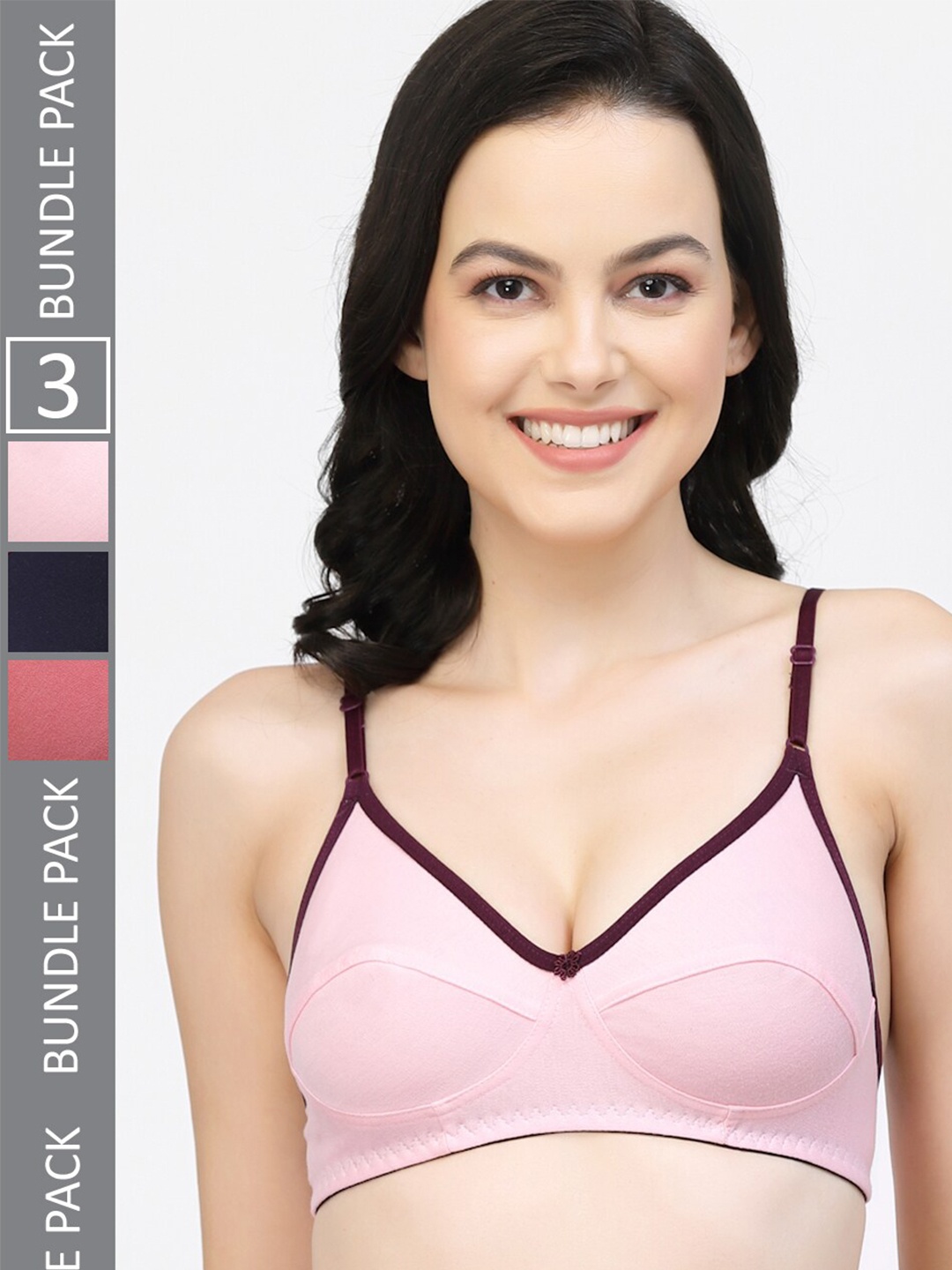 

Floret Pack of 3 Full Coverage Super Support Bras, Pink