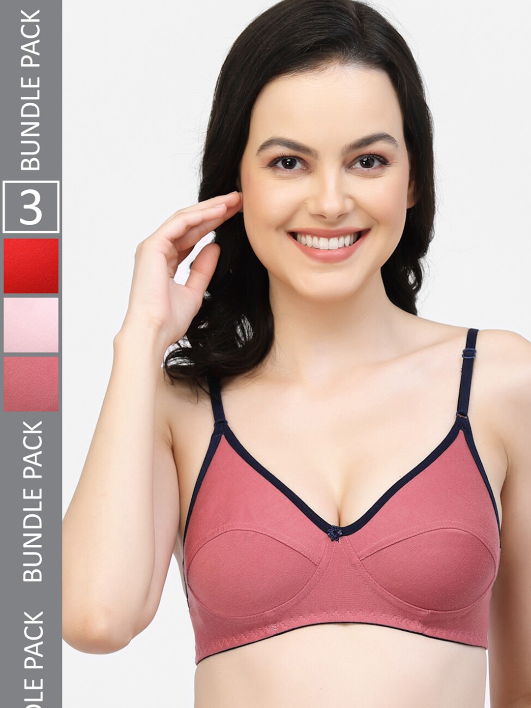 

Floret Pack of 3 Full Coverage All Day Comfort Bra, Rose