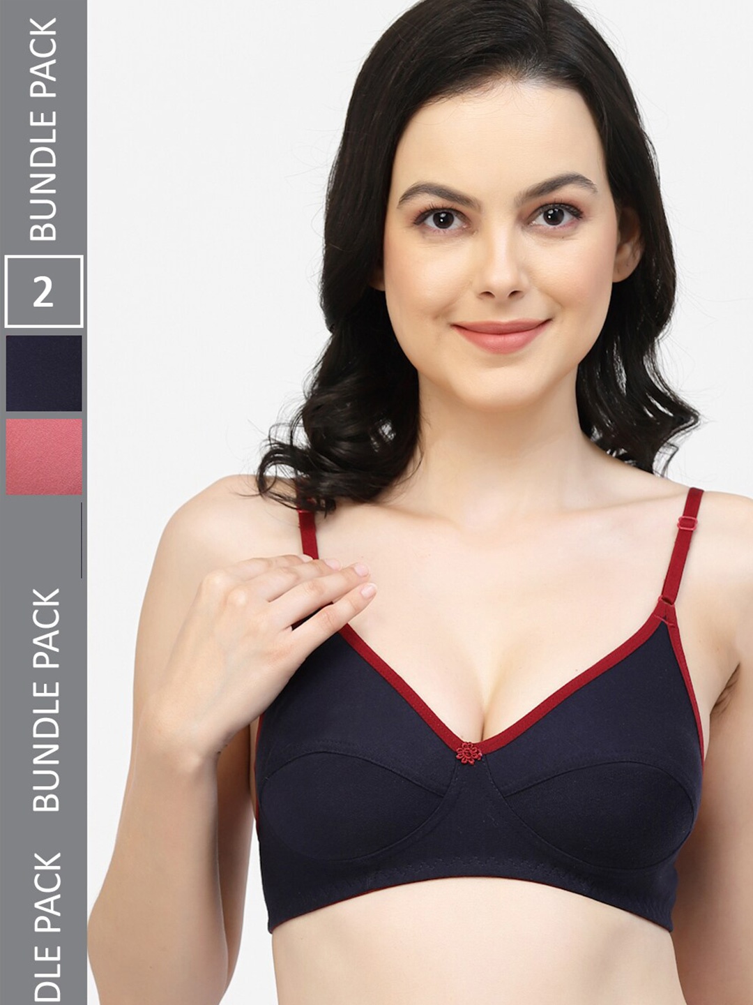 

Floret Pack of 2 Full Coverage Super Support Bras, Navy blue
