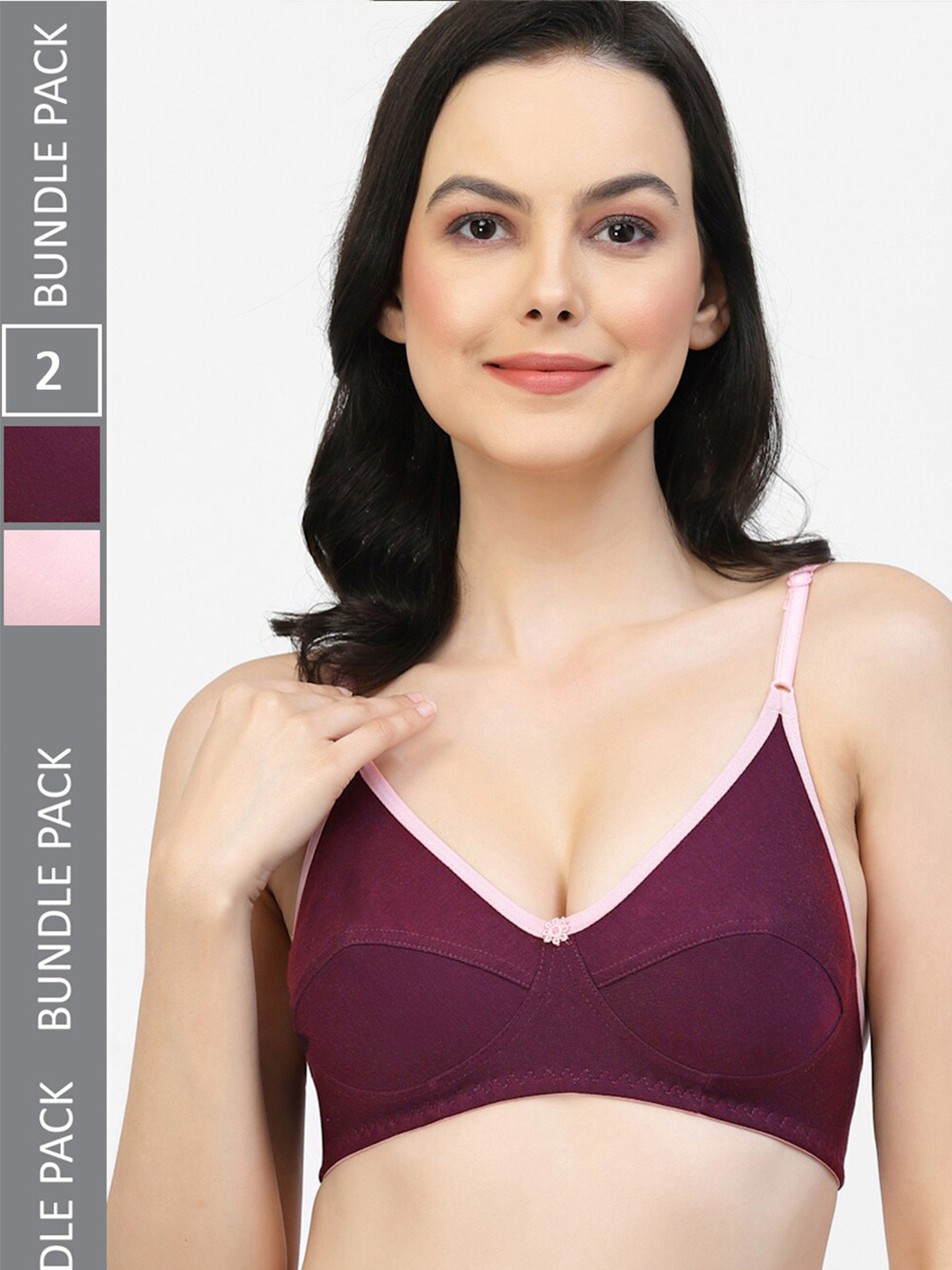 

Floret Pack Of 2 Full Coverage Bra, Burgundy