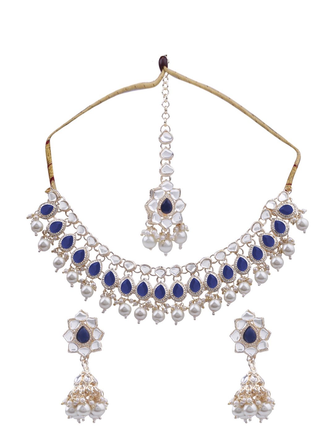 

AASHISH IMITATION Gold-Plated Kundan-Studded & Beaded Jewellery Set