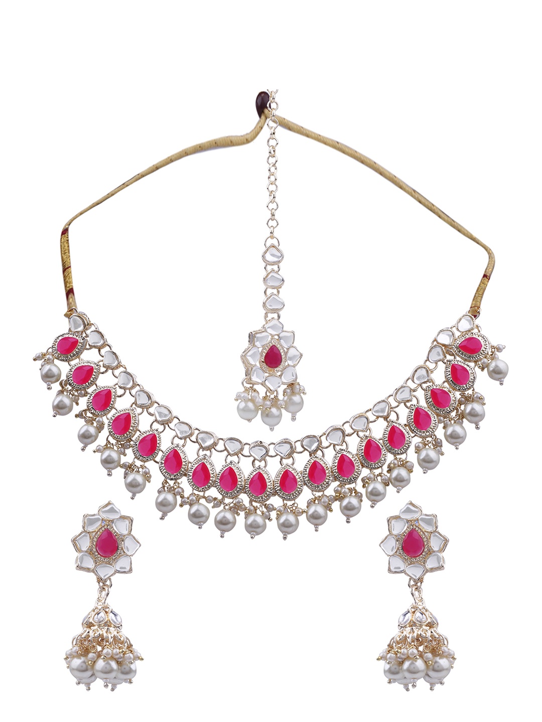 

AASHISH IMITATION Gold-Plated Kundan Studded Jewellery Set With Maang Tikka