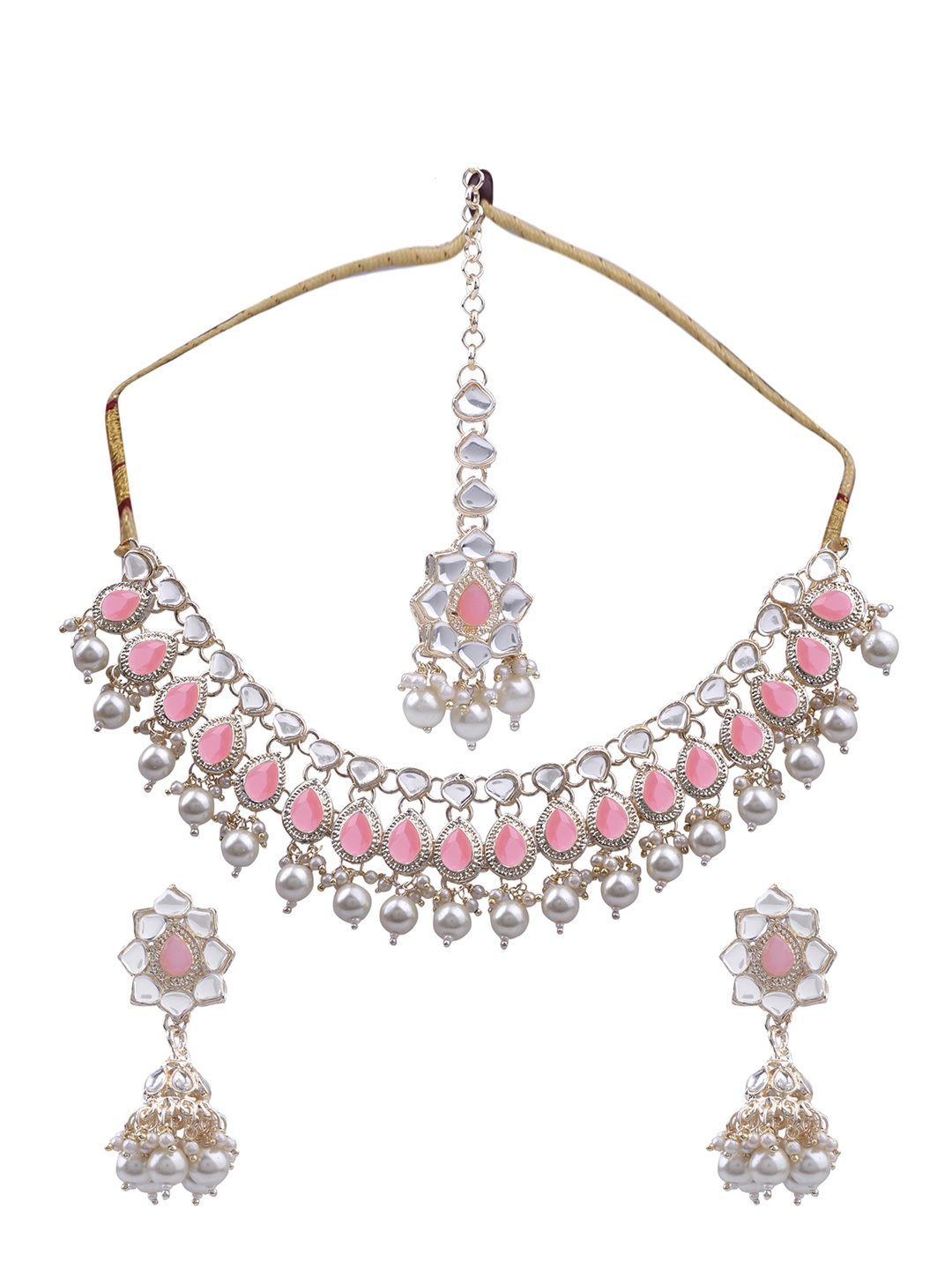 

AASHISH IMITATION Gold-Plated Kundan-Studded & Beaded Jewellery Set