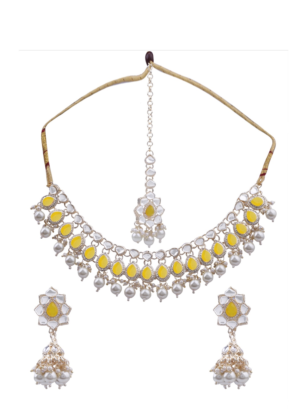 

AASHISH IMITATION Gold-Plated Kundan-Studded & Beaded Jewellery Set