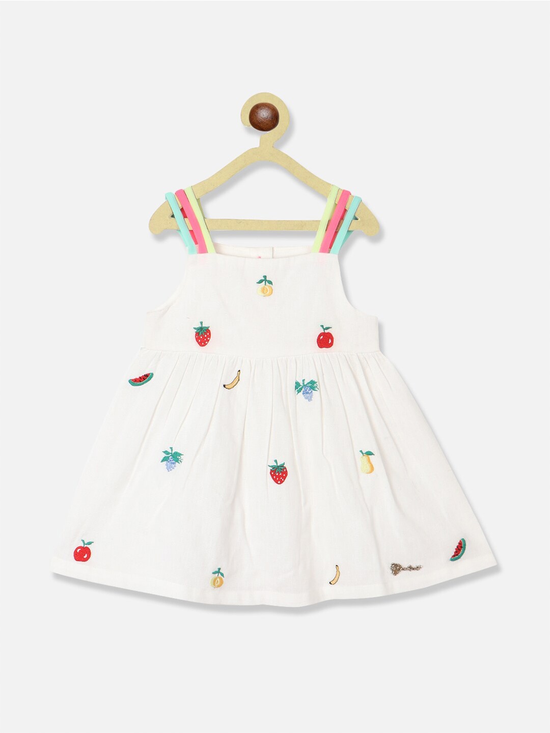 

Nauti Nati Girls Embroidered Cotton Fit & Flare Dress, White