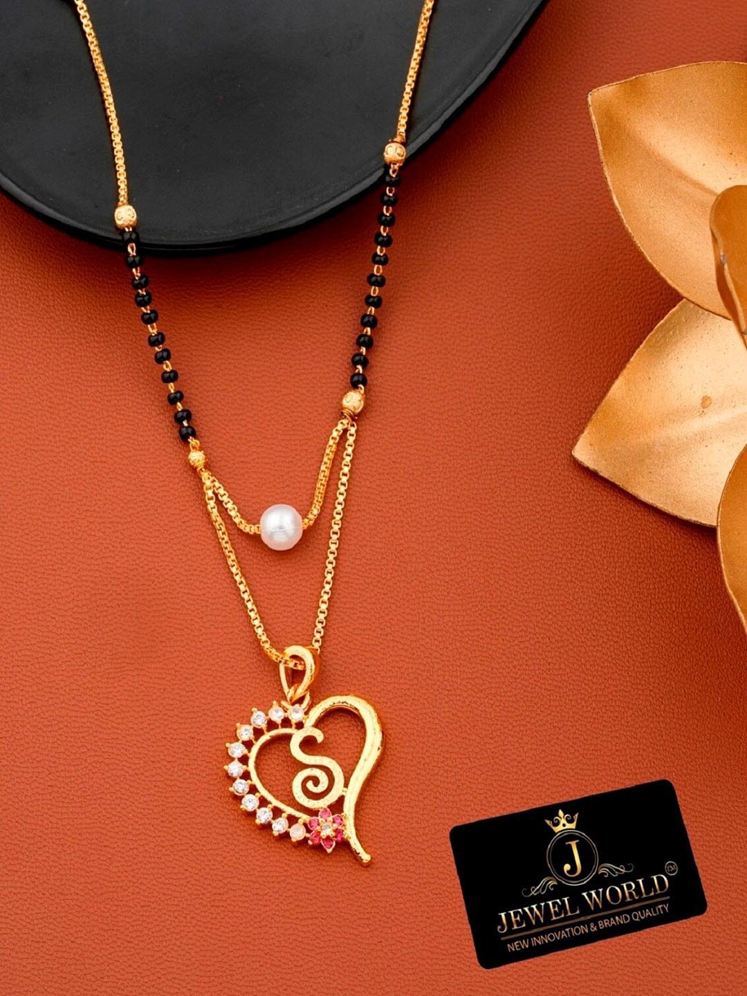 

JEWEL WORLD Gold-Plated Stone-Studded & Beaded Mangalsutra