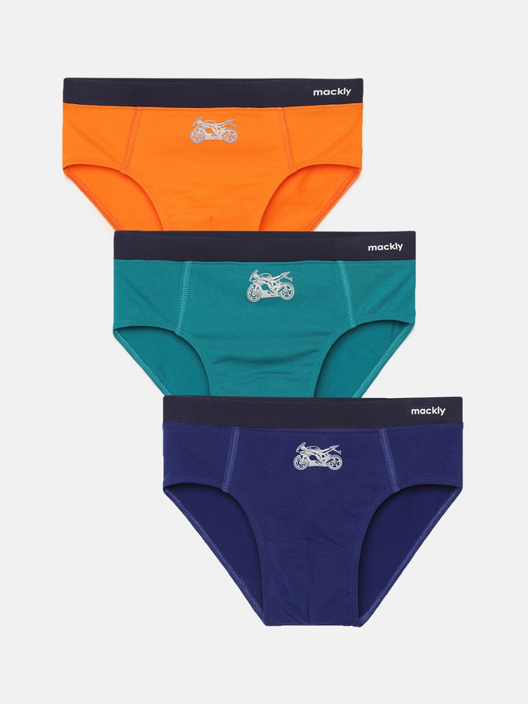 

mackly Boys Pack Of 3 Cotton Basic Briefs MB-574, Orange