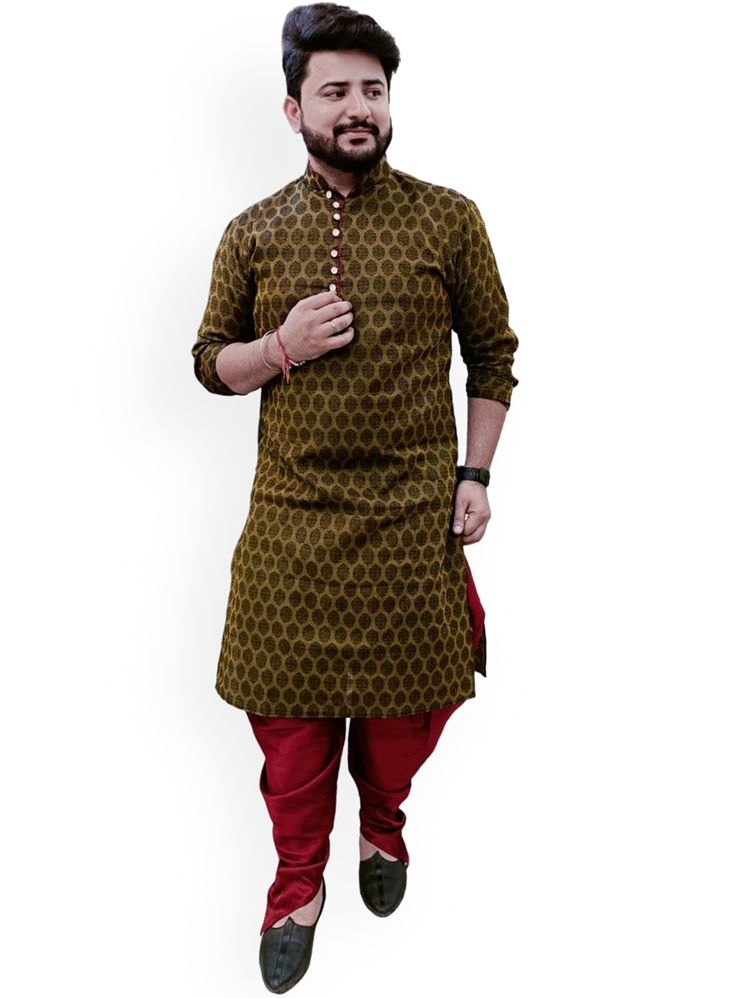 

Sydney Heights Ethnic Motif Printed Kurta with Dhoti Pants, Black
