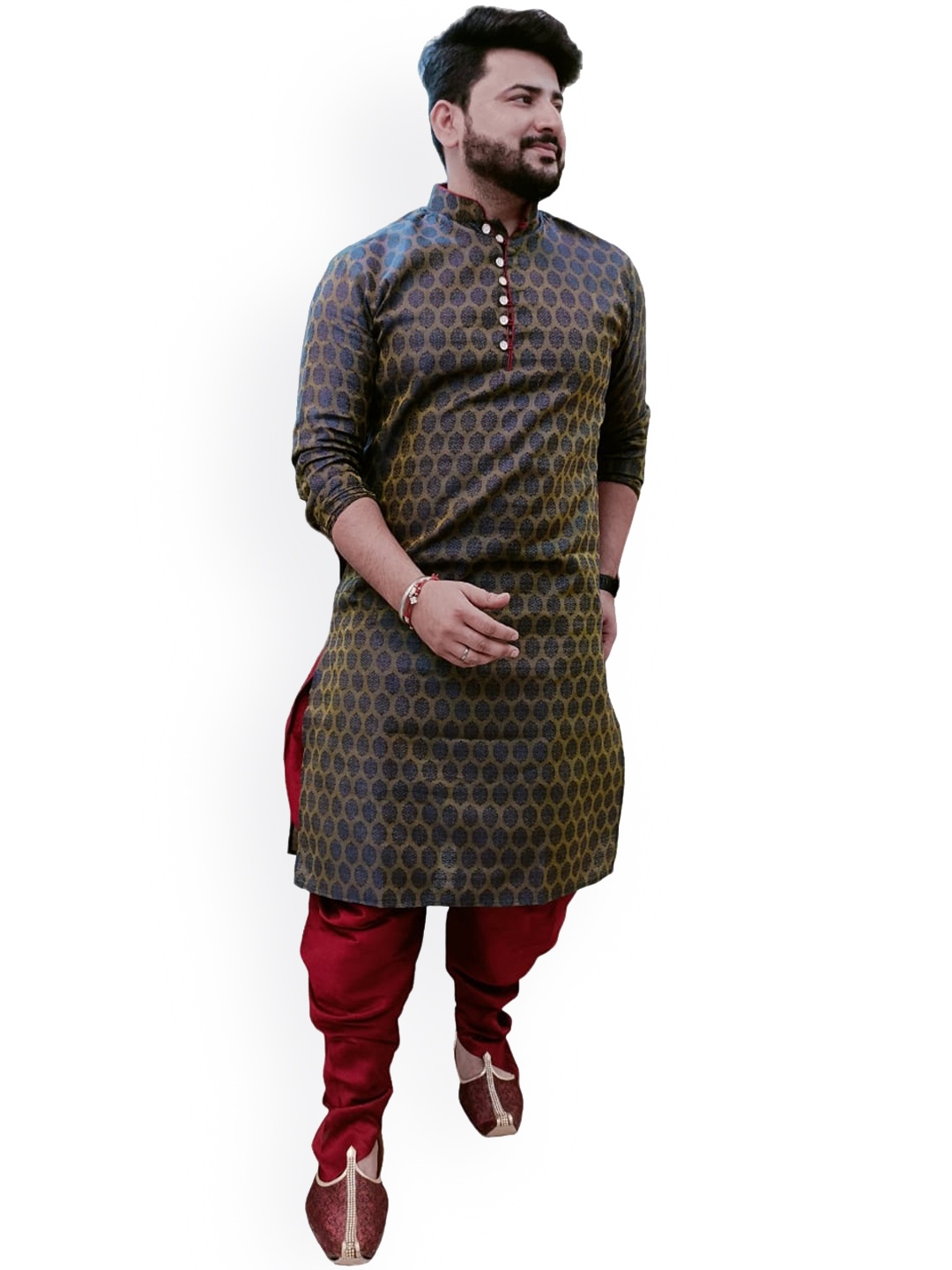 

Sydney Heights Ethnic Motifs Woven Design Kurta With Dhoti Pants, Navy blue