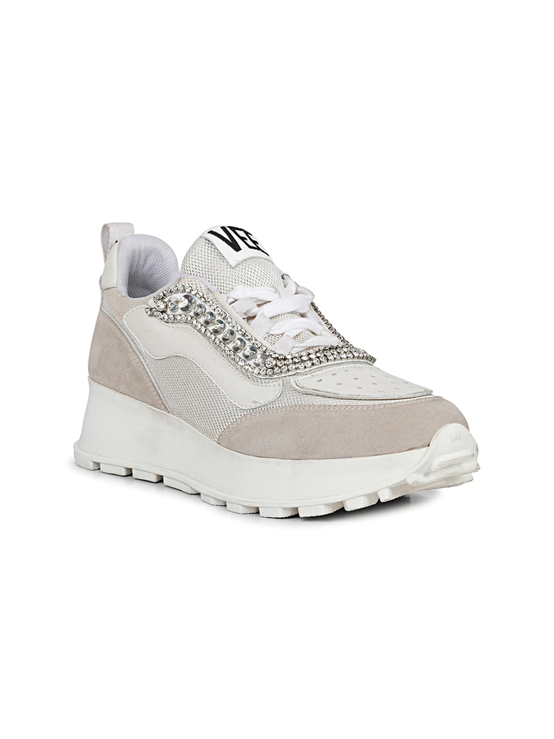 

Saint G Women Colourblocked Embellished Leather Sneakers, White