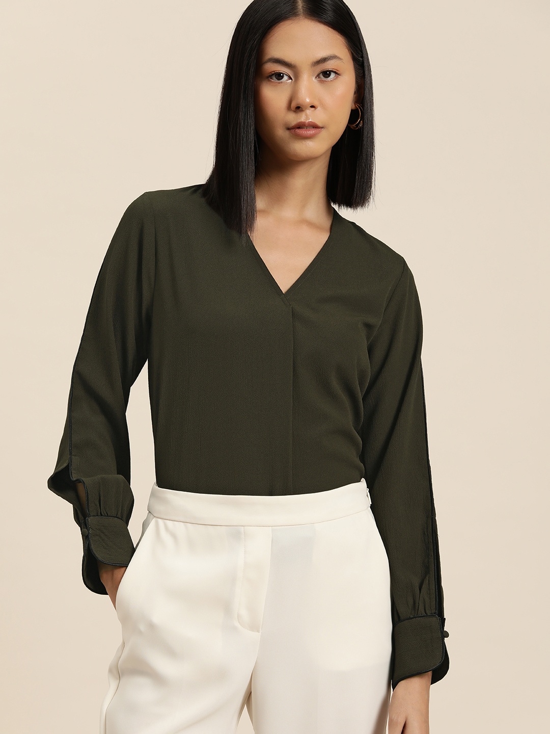 

her by invictus Textured Top, Olive
