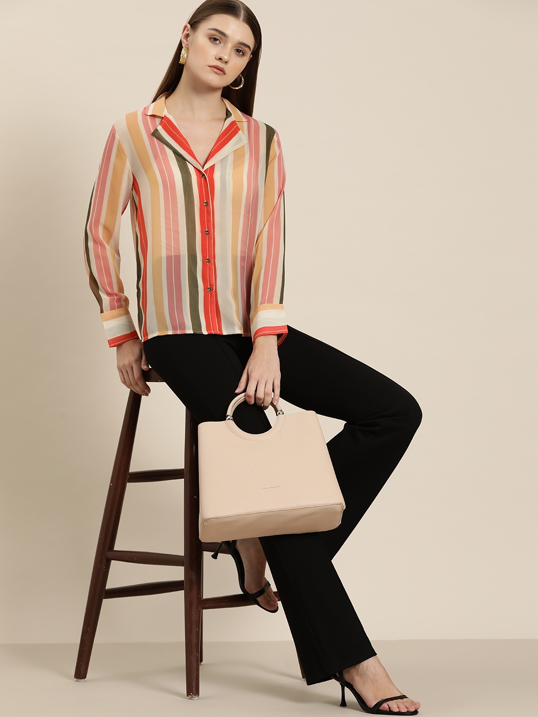 

her by invictus Striped Casual Shirt, Red