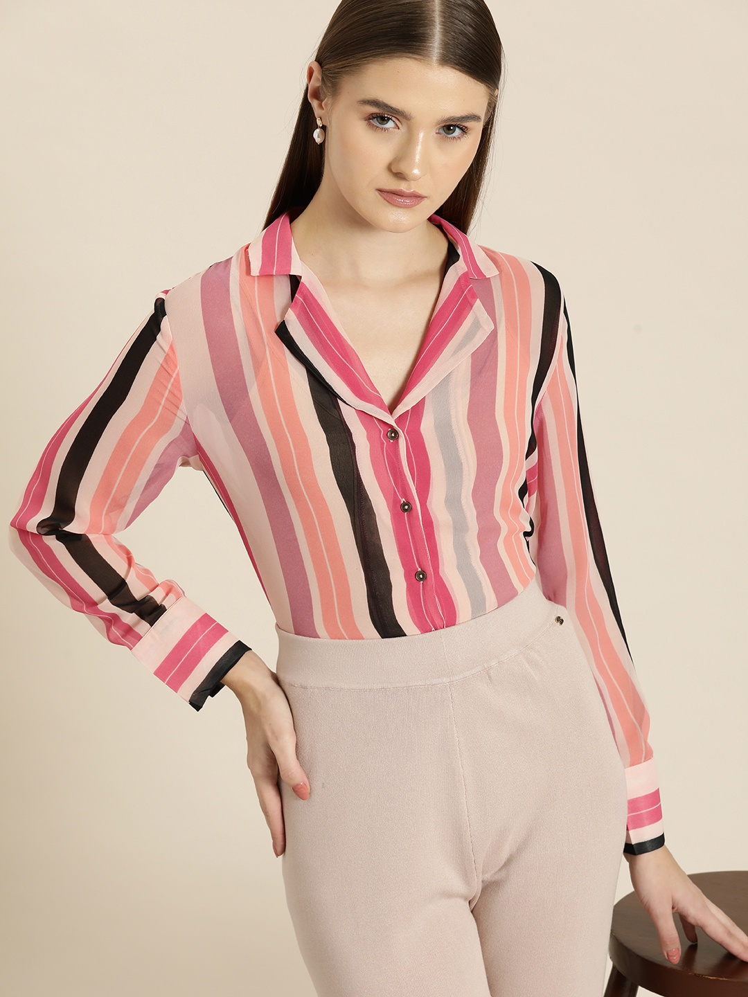

her by invictus Striped Casual Shirt, Multi