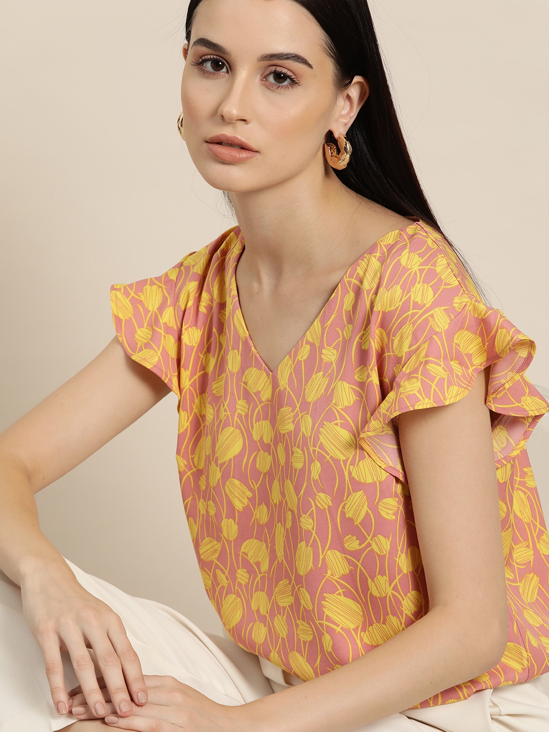 

her by invictus Abstract Print Top, Pink