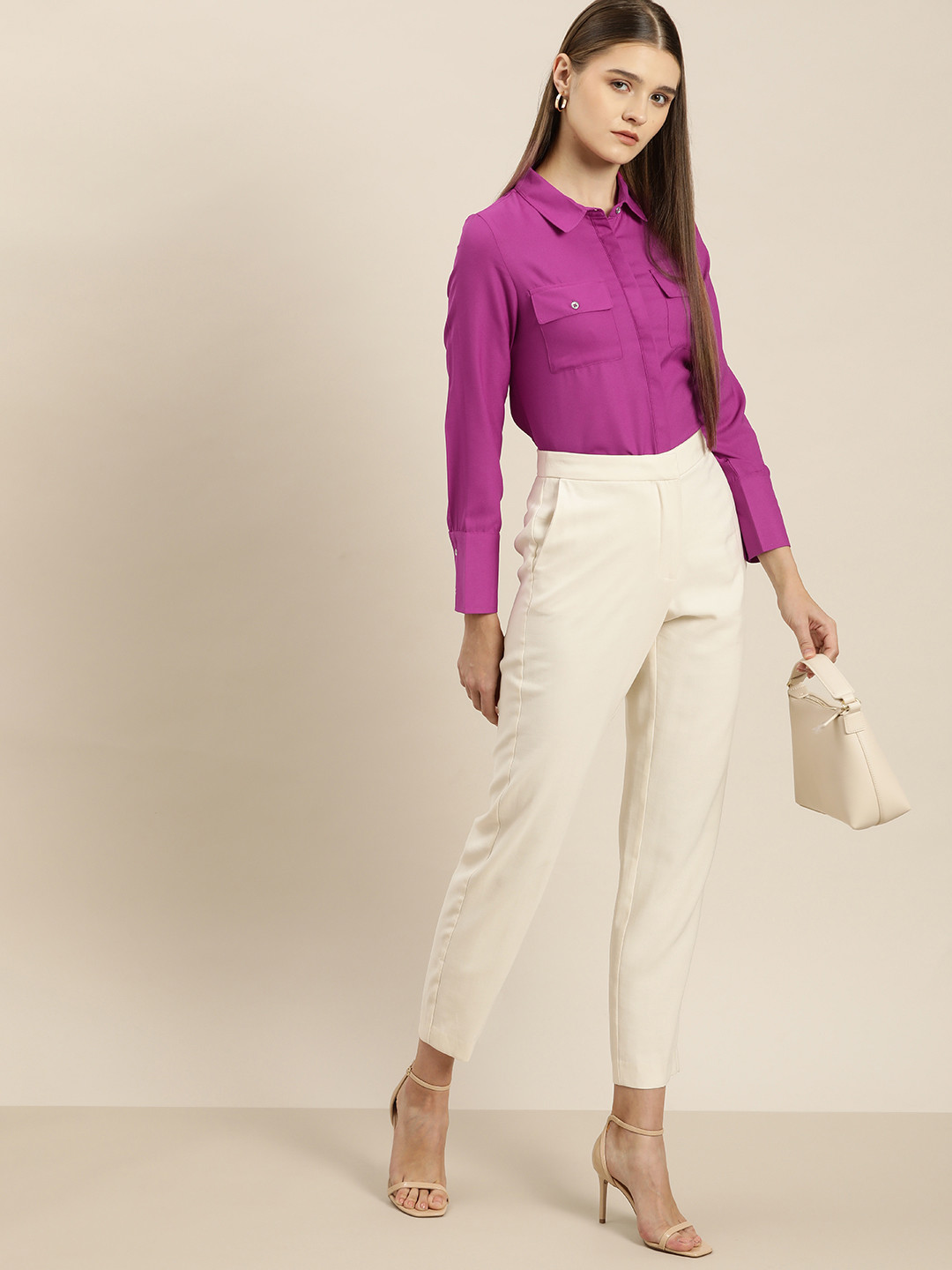 

her by invictus Women Solid Casual Shirt, Pink