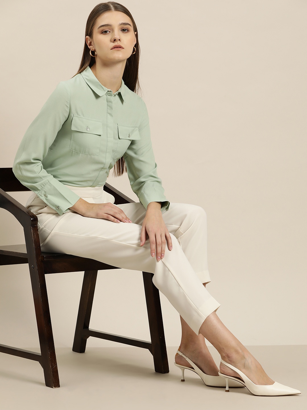 

her by invictus Women Solid Casual Shirt, Green