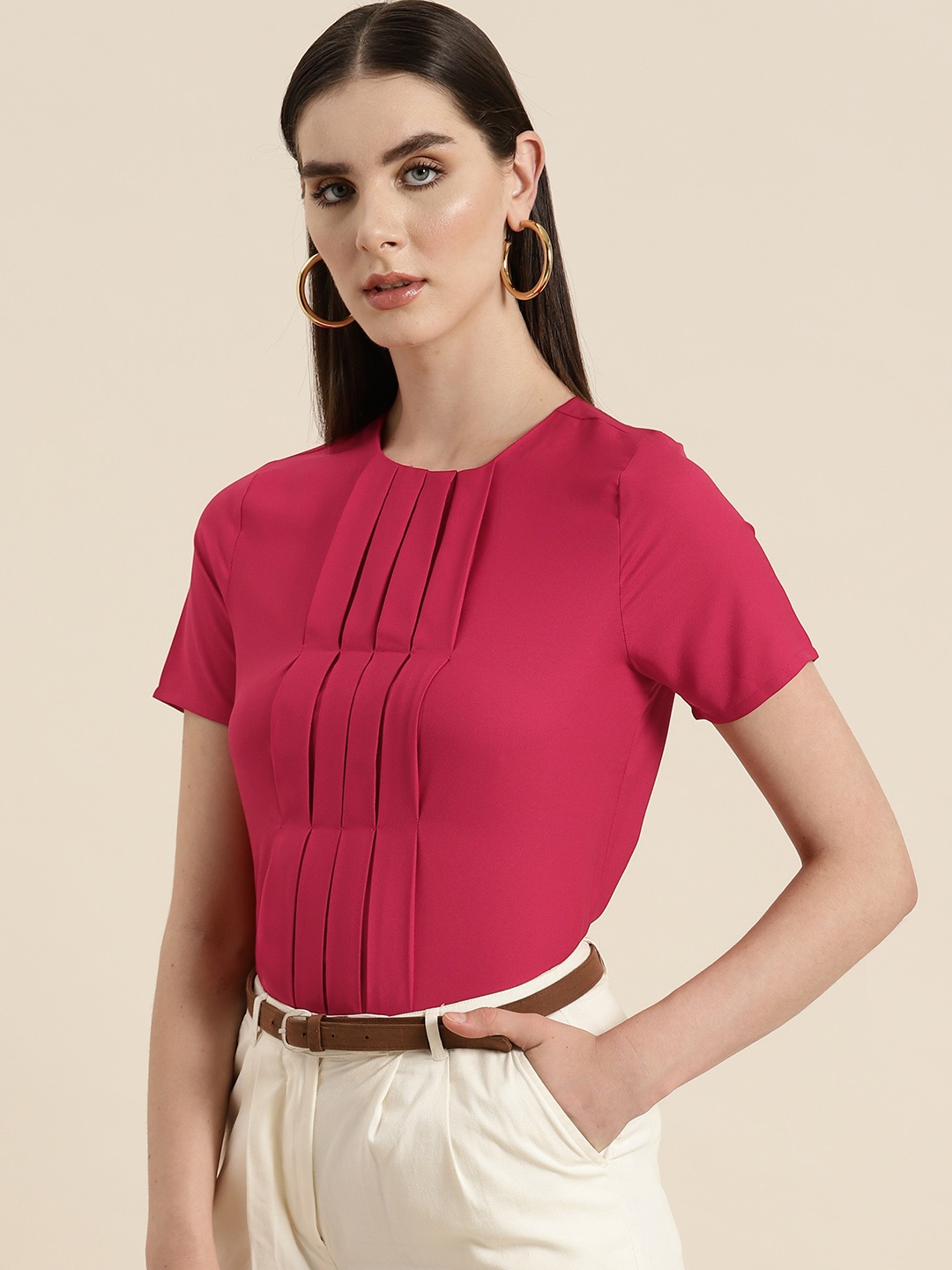 

her by invictus Pleated Top, Pink