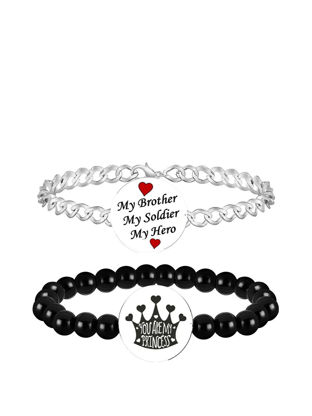 

Mikado Set Of 2 Artificial Beads Bracelet, Black