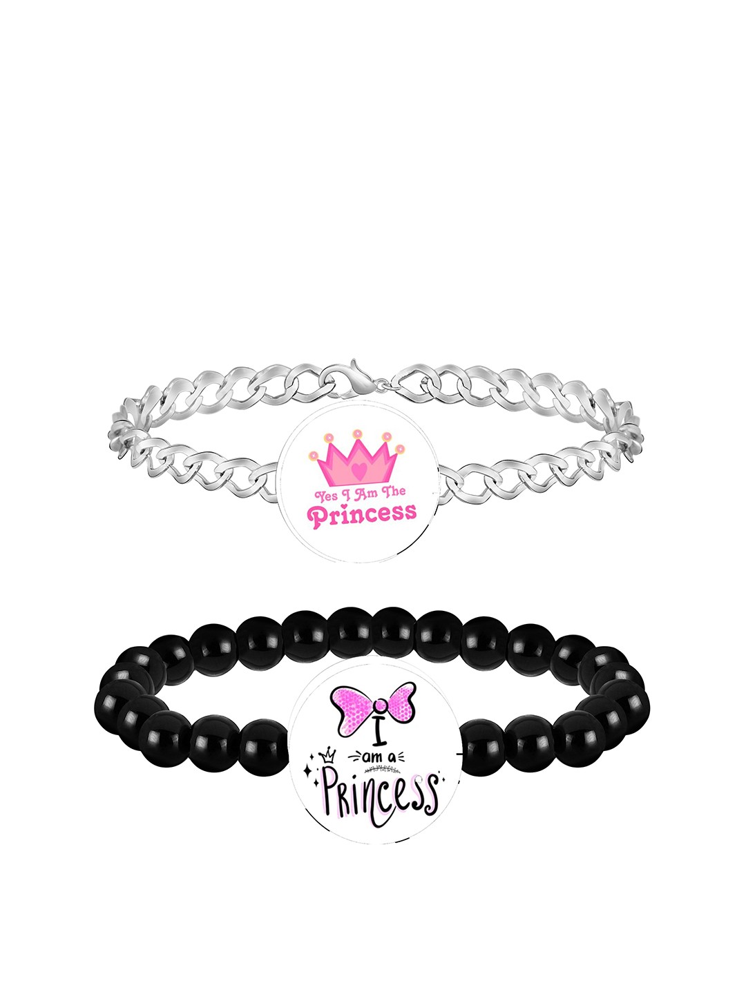 

Mikado Set Of 2 Artificial Beads Bracelet, Black
