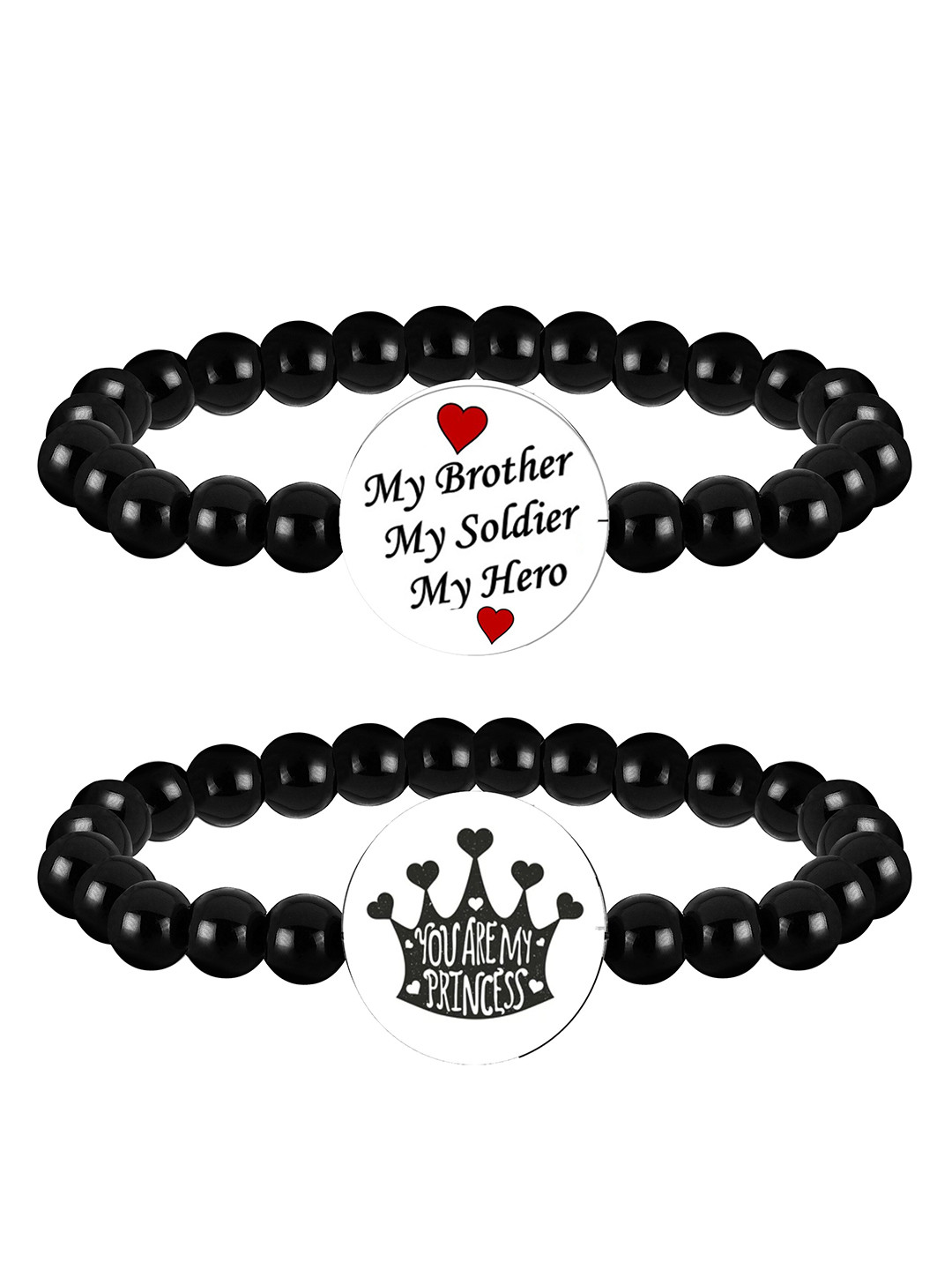 

Mikado Set Of 2 Artificial Beads Bracelet, Black