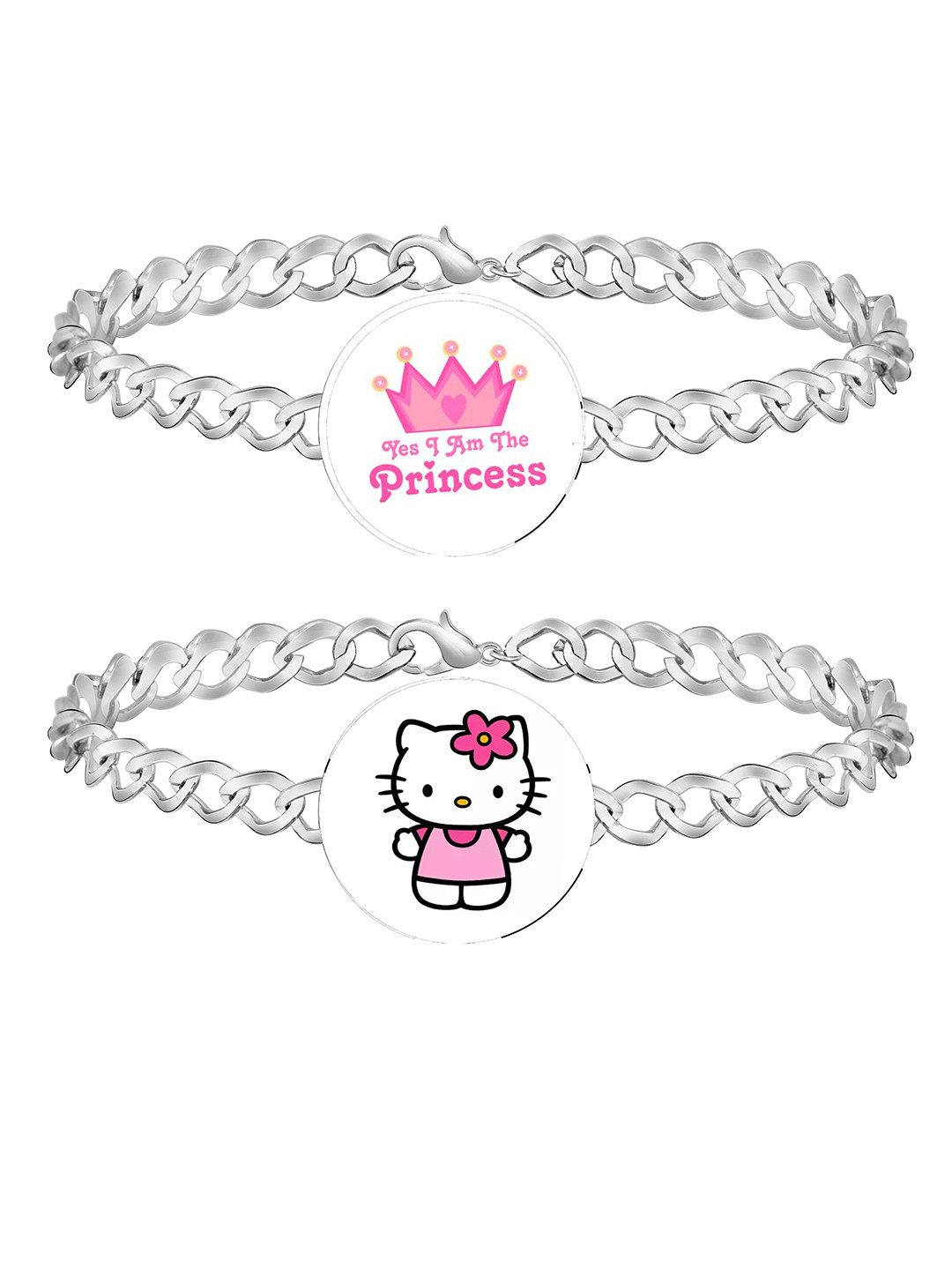 

Mikado Women Set Of 2 Silver Plated Link Bracelet