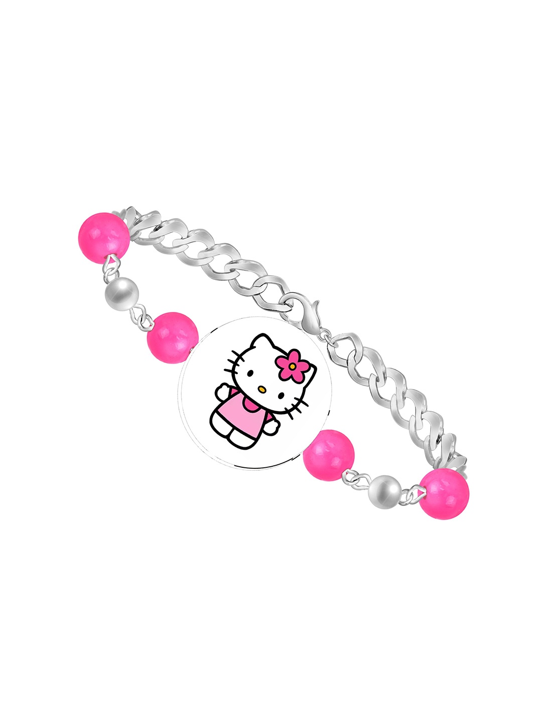 

Mikado Women Silver Plated Beaded Link Bracelet