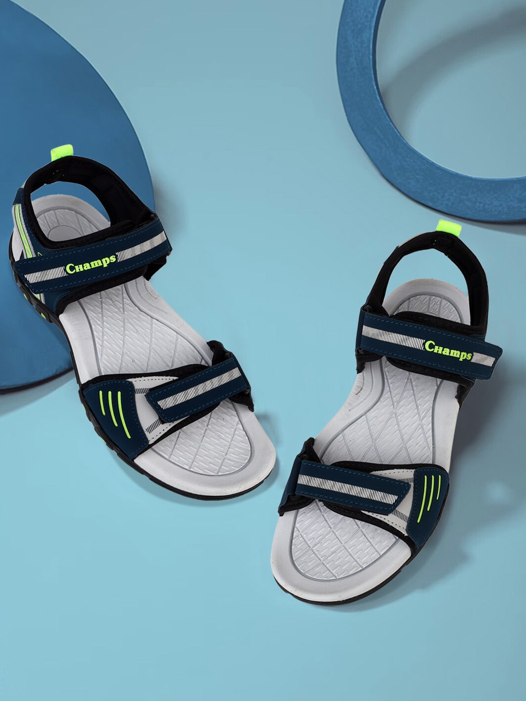 

Champs Men Textured Velcro Closure Sports Sandals, Navy blue