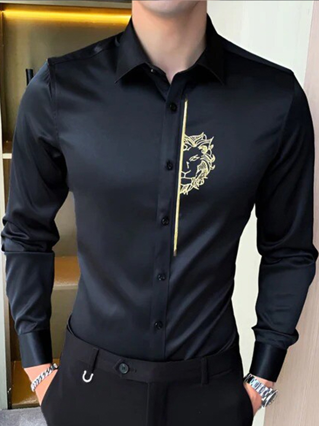 

TRIPR ORIGINALS Cotton Opaque Casual Shirt, Black