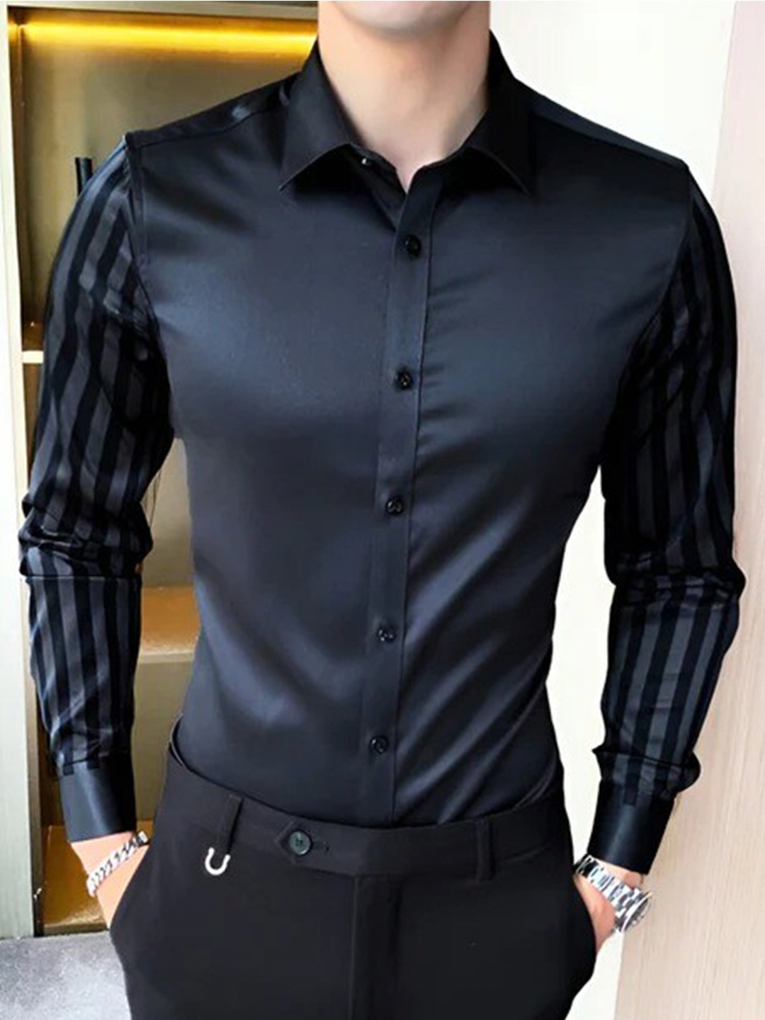 

TRIPR ORIGINALS Cotton Opaque Casual Shirt, Black